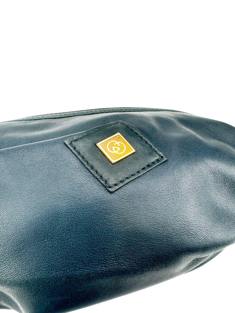 Gucci Navy Leather Interlocking G Vintage Pouch