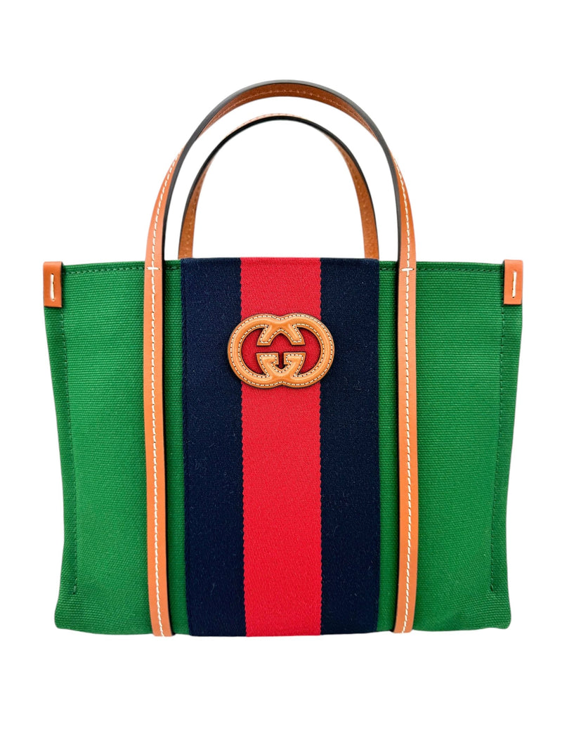 Gucci Green Canvas Small Interlocking GG Tote