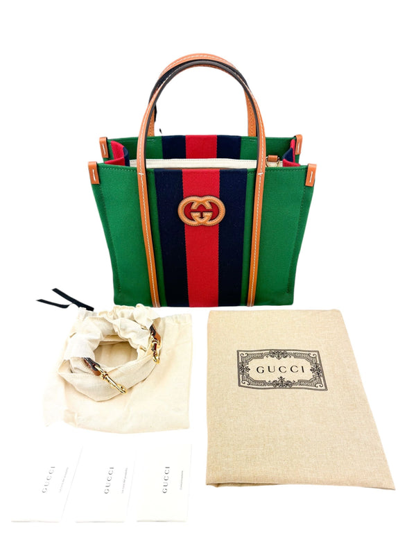 Gucci Green Canvas Small Interlocking GG Tote