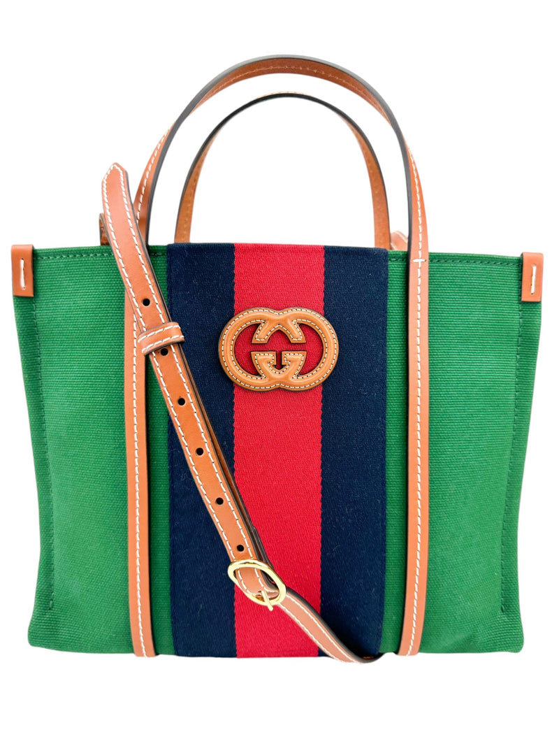 Gucci Green Canvas Small Interlocking GG Tote