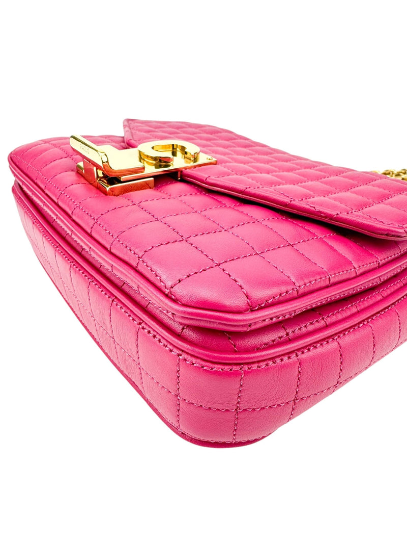 Celine Pink Quilted Leather C Shoulder Bag