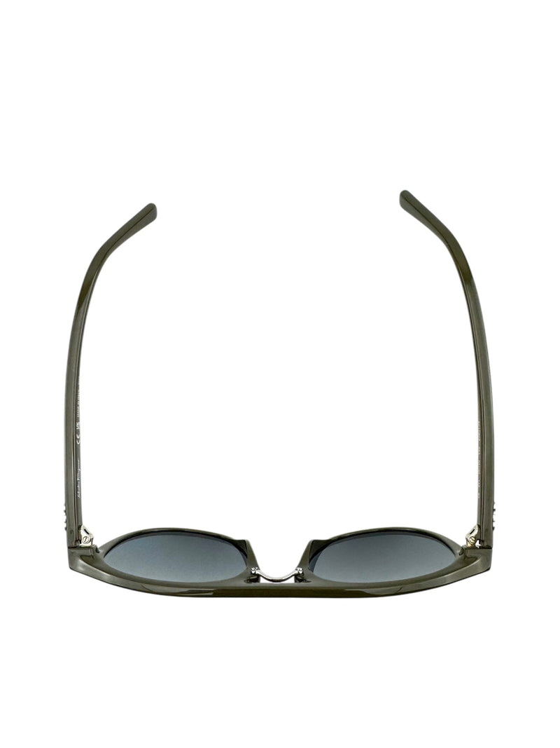 Ferragamo Gray Oval Frame Sunglasses