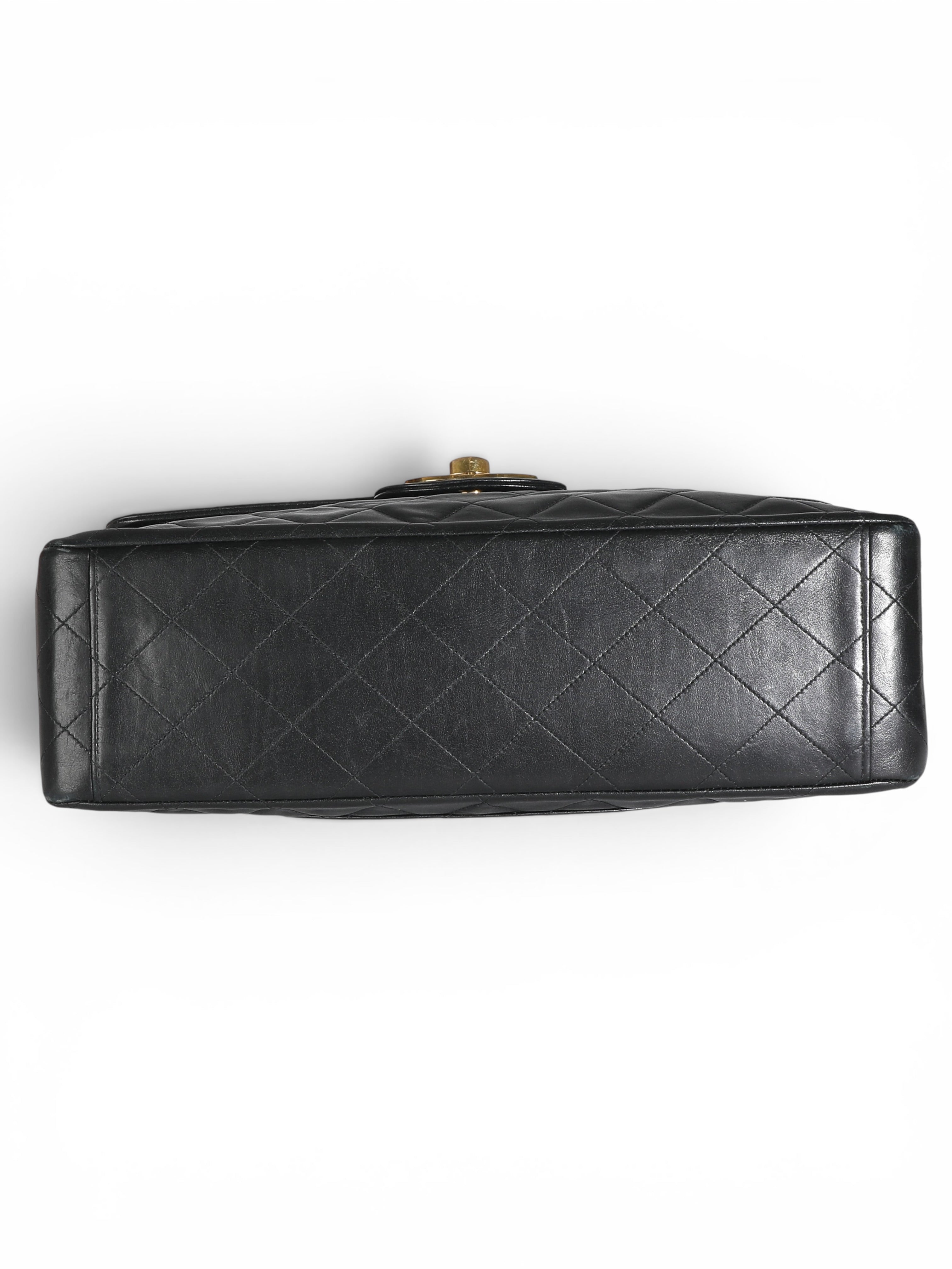 Vintage 24K Black Quilted Lambskin Maxi XL Flap Bag