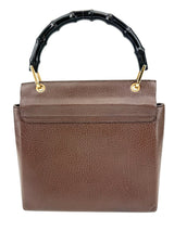 Gucci Brown Leather Bamboo Satchel Handbag