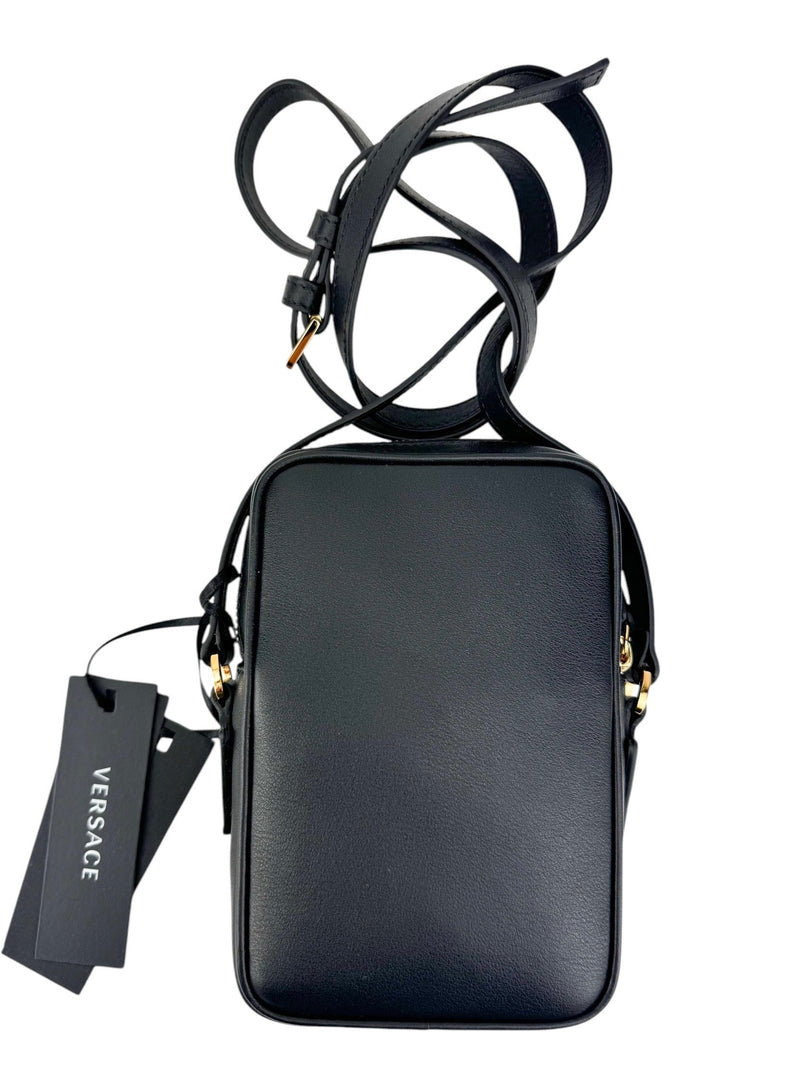 Versace Black Leather Medusa Crossbody