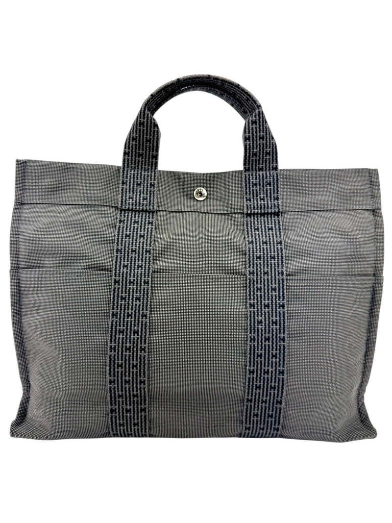 Hermes Gray Canvas Her Line Tote Bag MM