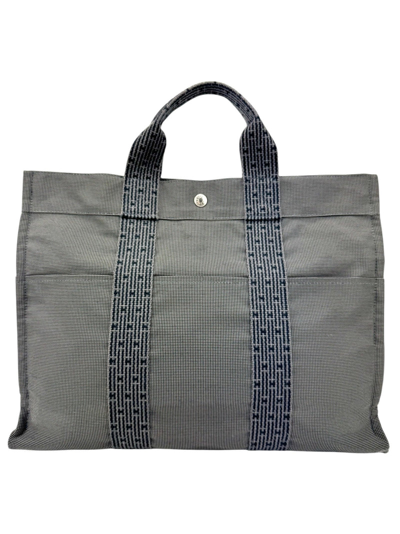 Hermes Gray Canvas Her Line Tote Bag MM