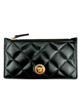 Versace Black Leather Quilted Medusa Card Case