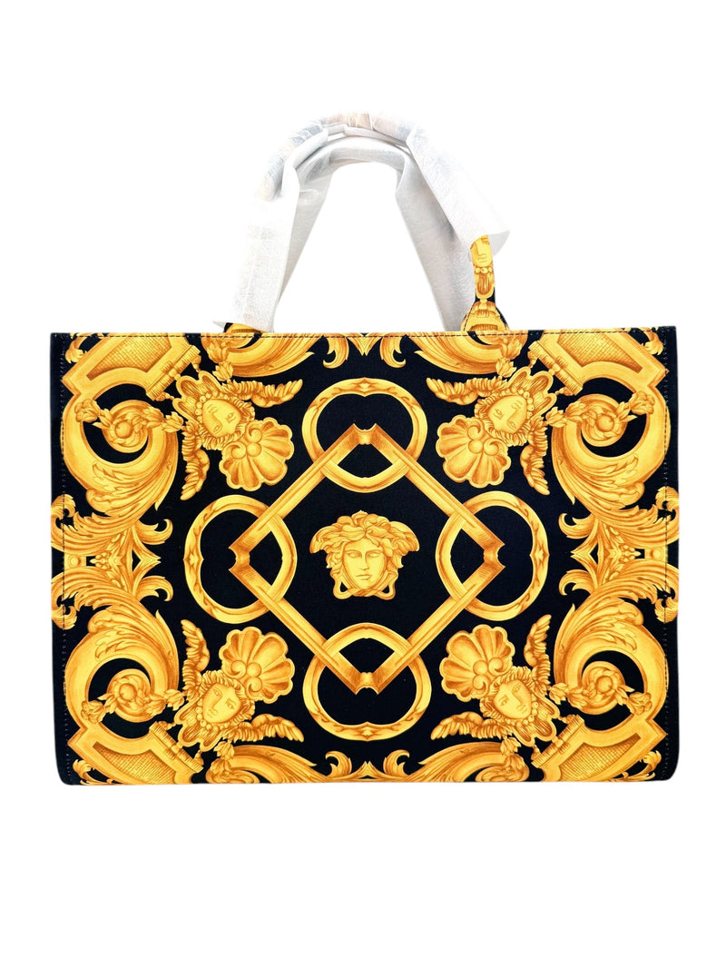 Versace Black Canvas Medusa Tote Handbag