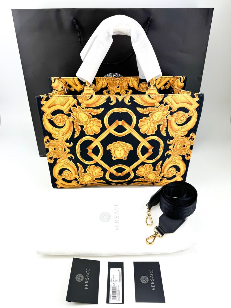 Versace Black Canvas Medusa Tote Handbag