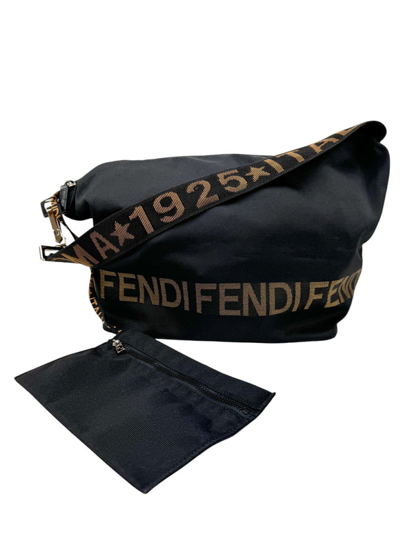 Fendi Black Nylon Logo Shoulder Bag