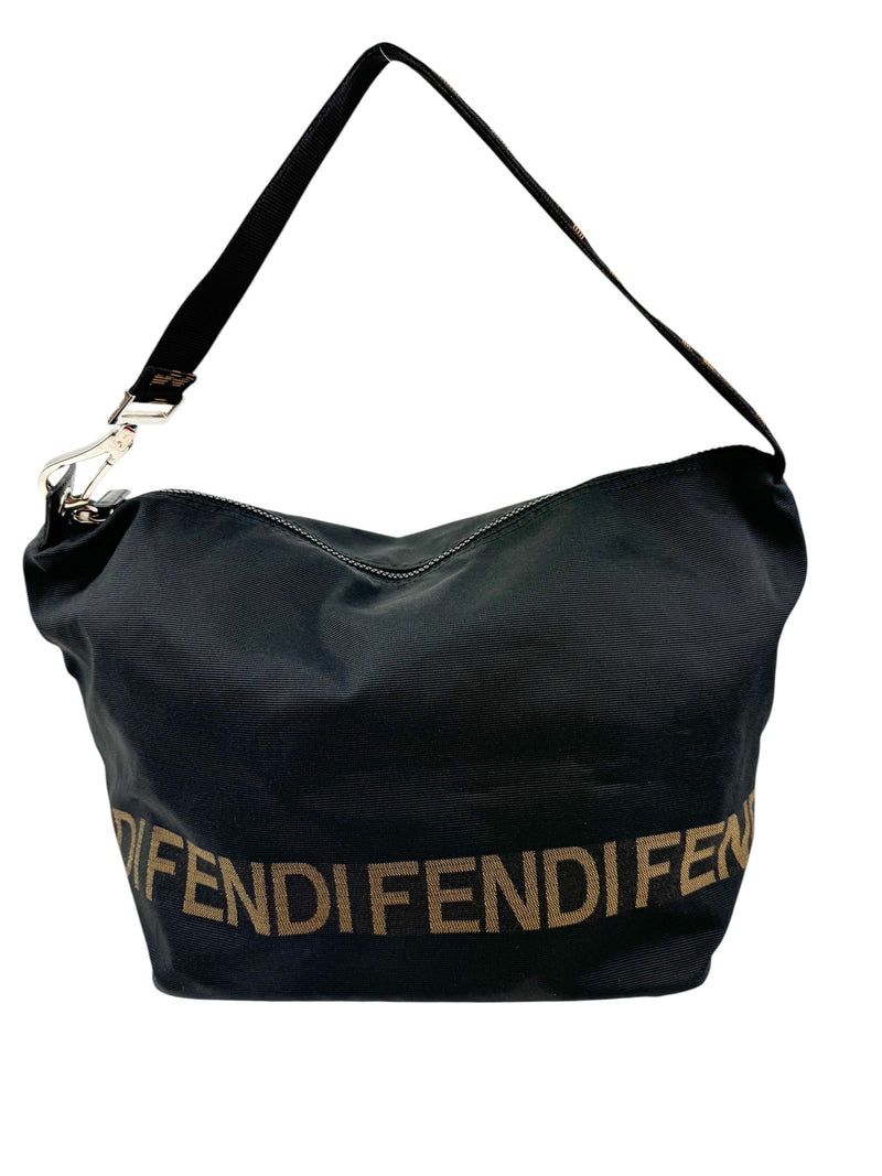 Fendi Black Nylon Logo Shoulder Bag