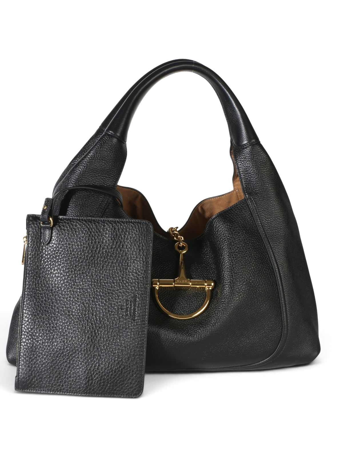 Gucci Black Grained Leather Softbit Maxi