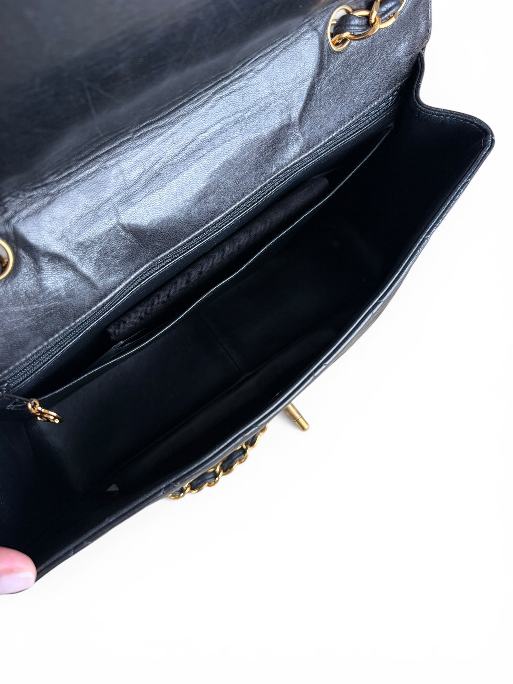 Chanel Vintage Black Lambskin Jumbo Classic
