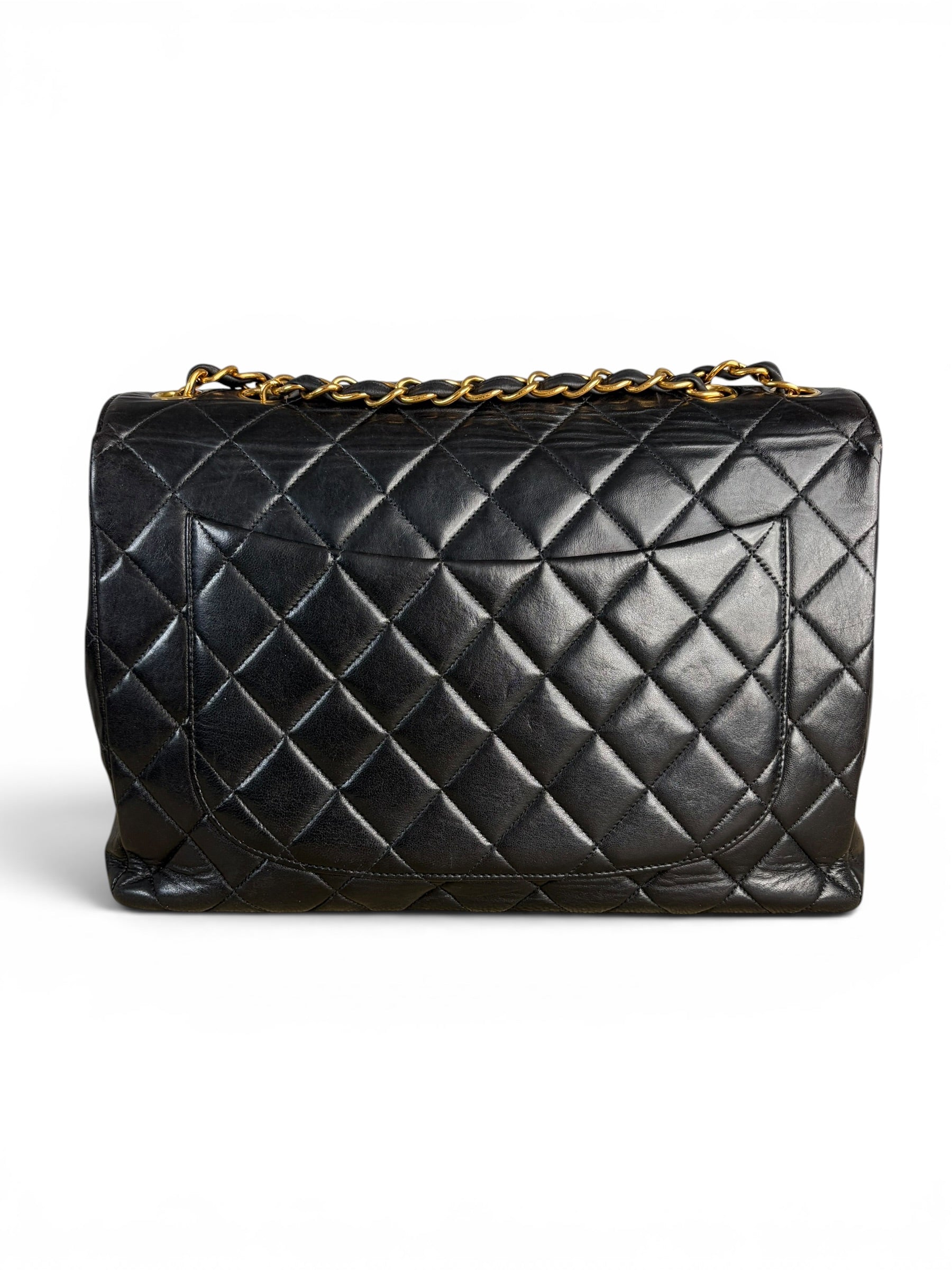 Chanel Vintage Black Lambskin Jumbo Classic