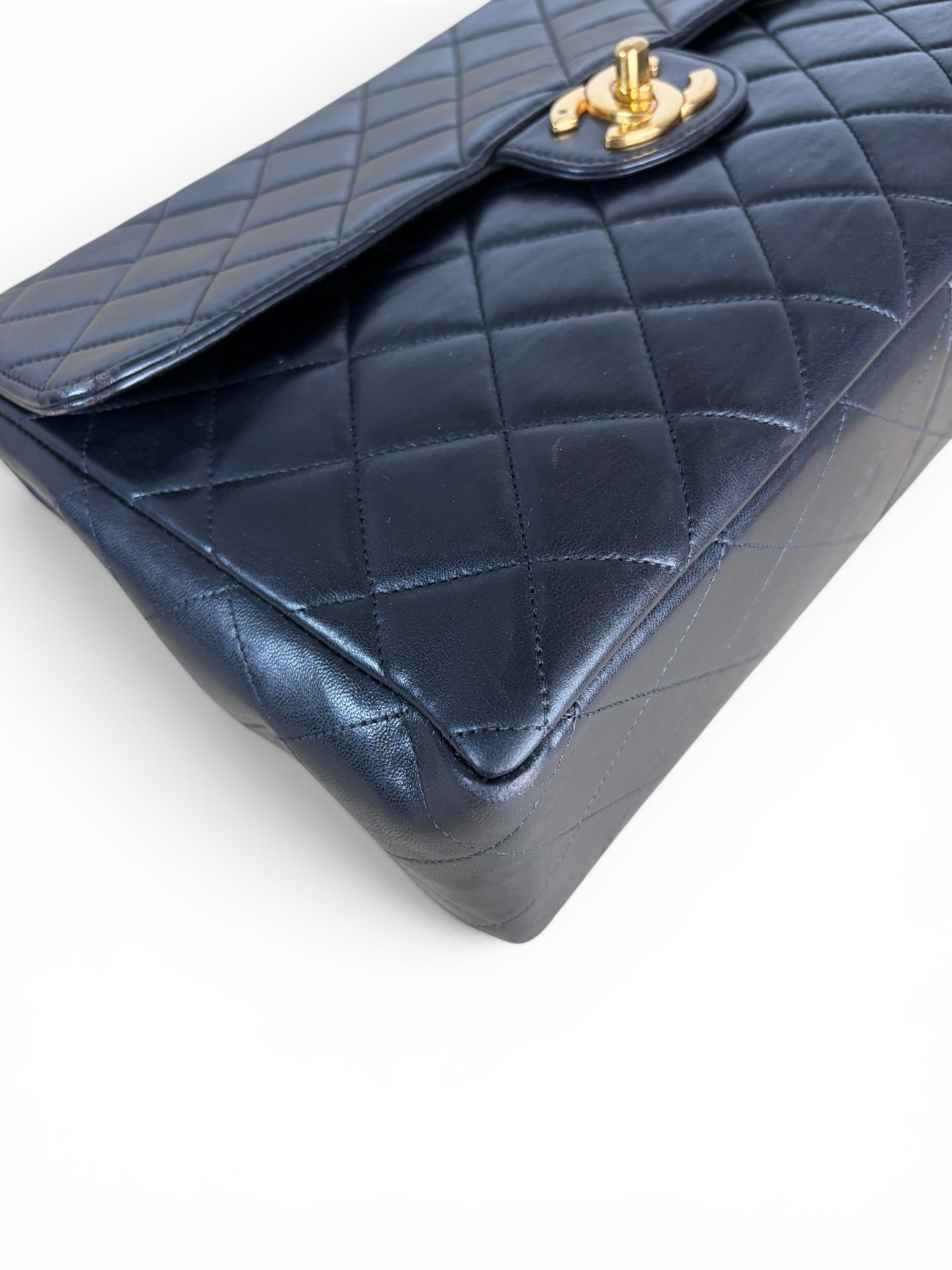 Chanel Vintage Black Lambskin Jumbo Classic