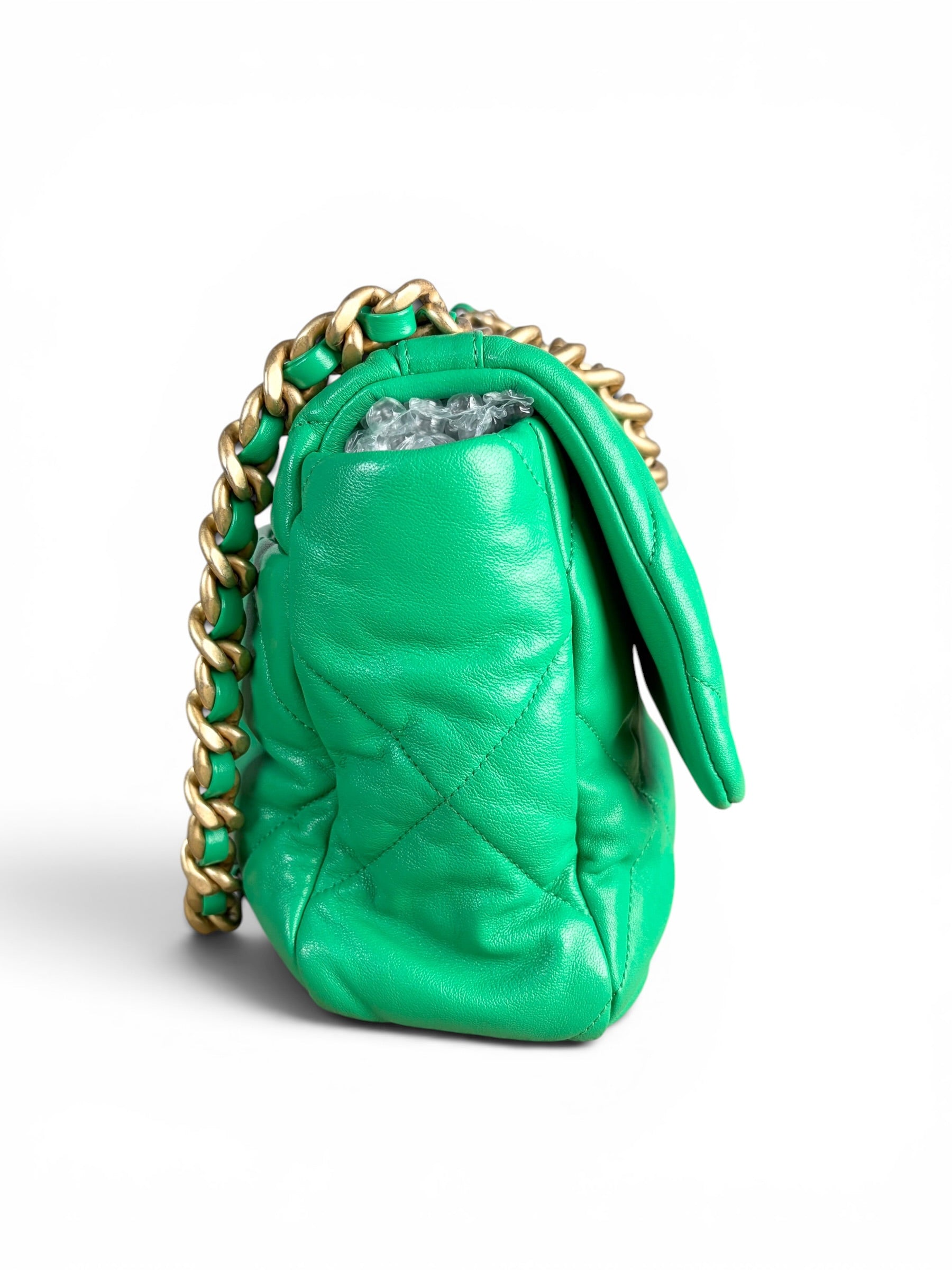 Chanel Green Lambskin Chanel 19 Large