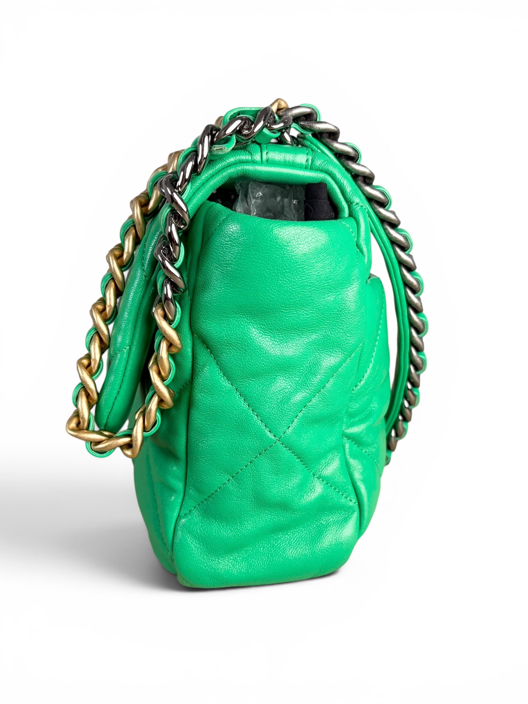 Chanel Green Lambskin Chanel 19 Large