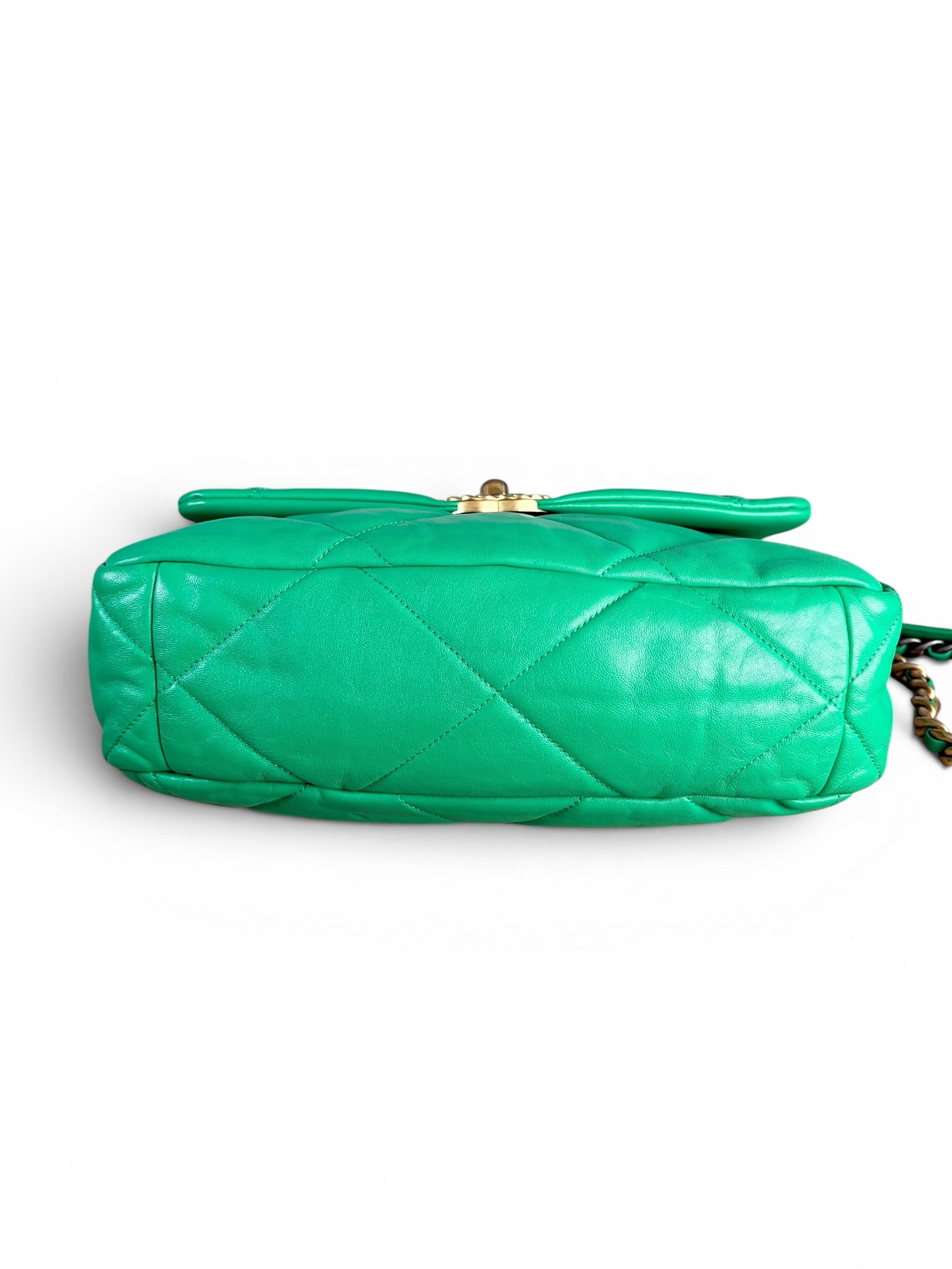 Chanel Green Lambskin Chanel 19 Large