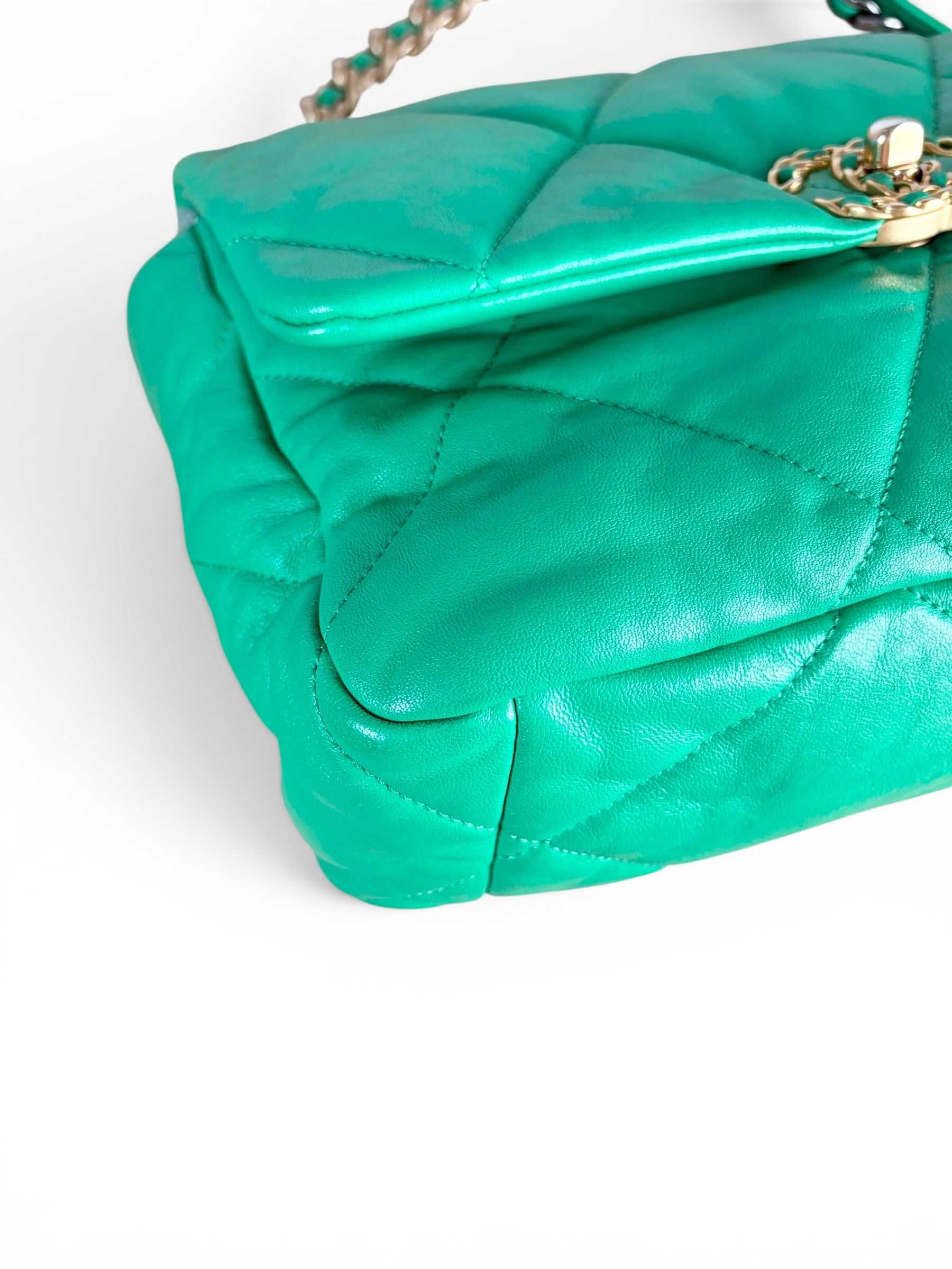 Chanel Green Lambskin Chanel 19 Large