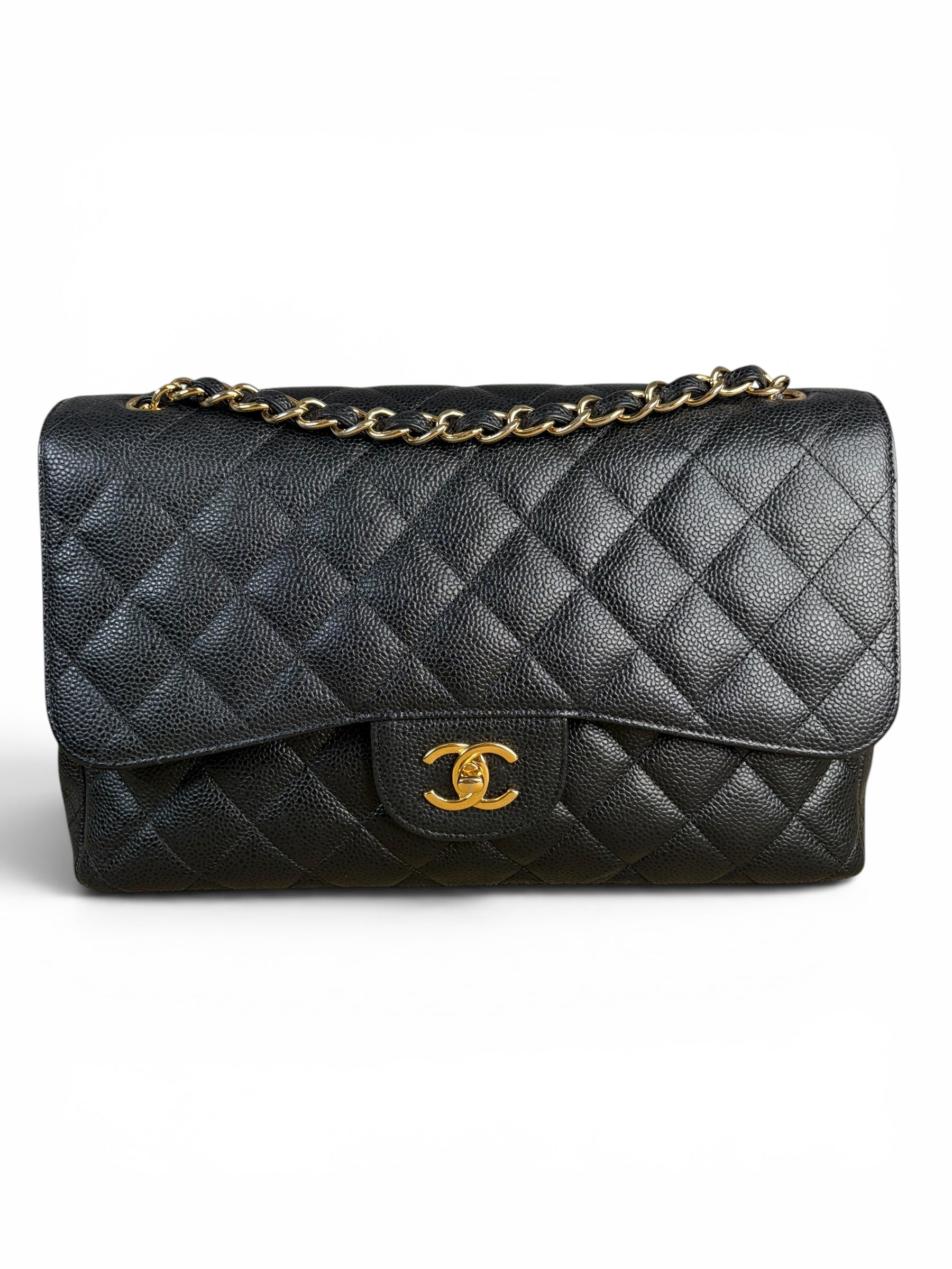 Chanel Black Caviar Jumbo Double Flap Classic