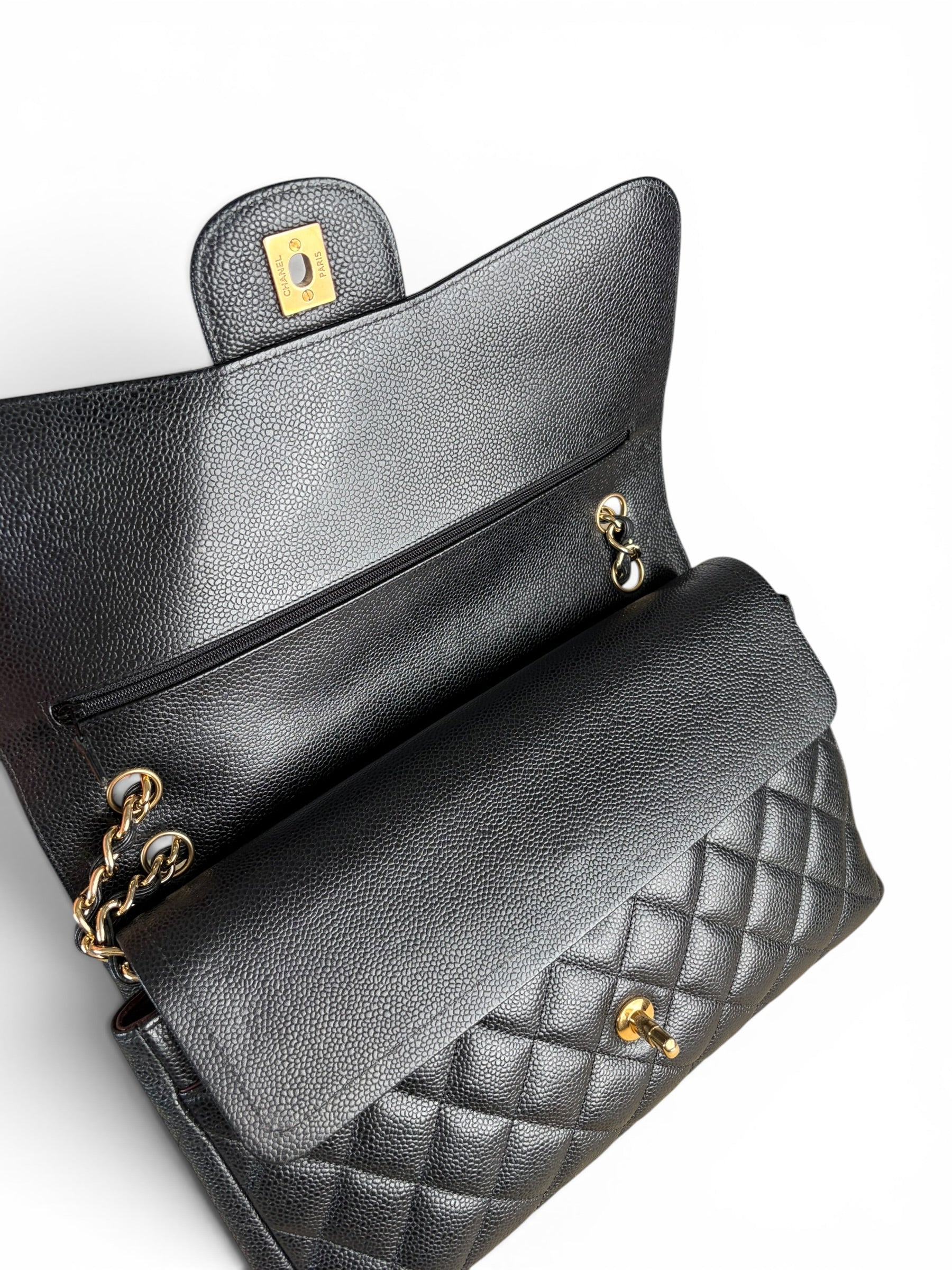 Chanel Black Caviar Jumbo Double Flap Classic