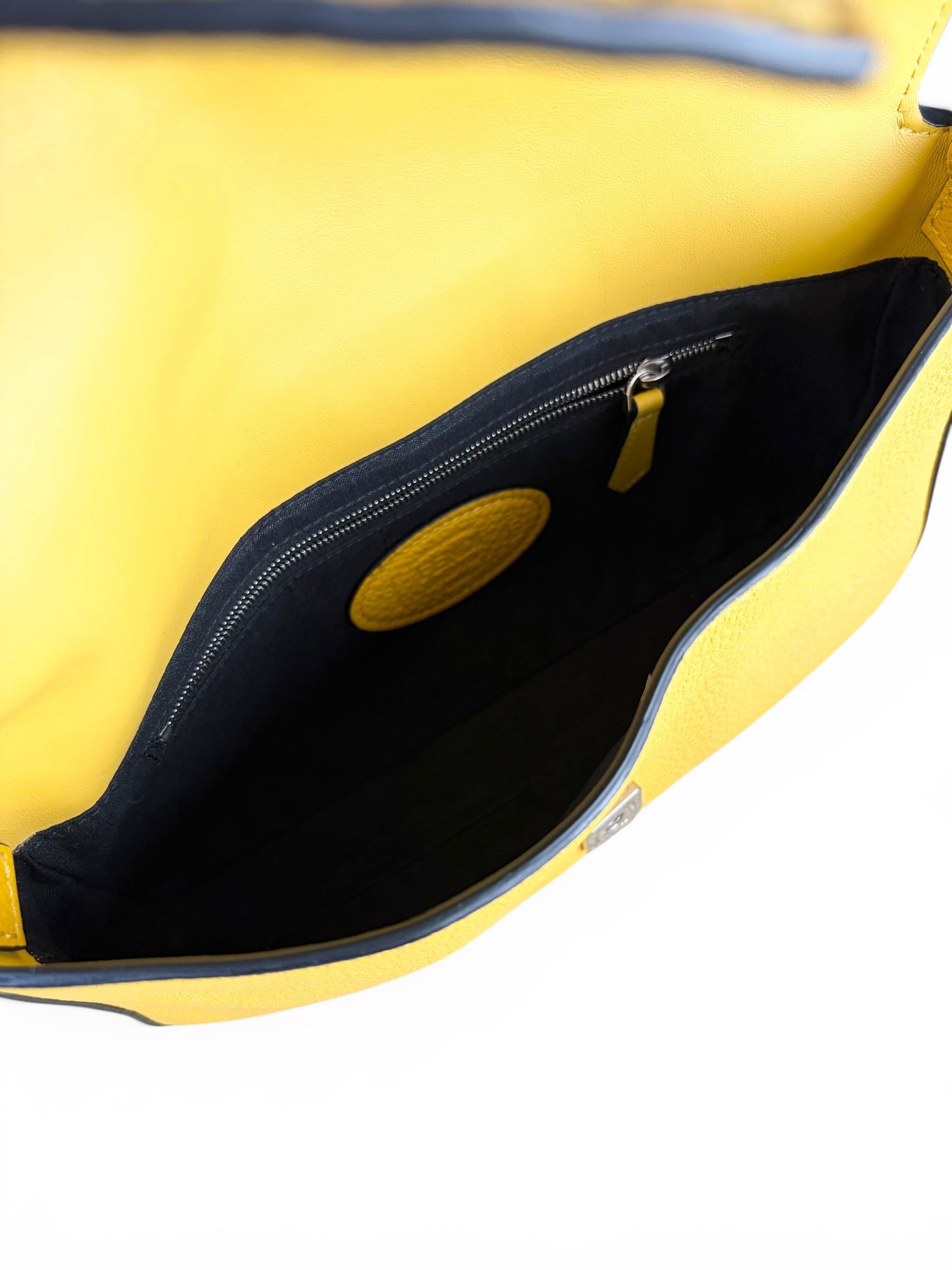 Fendi Yellow Selleria Leather Belt Baguette