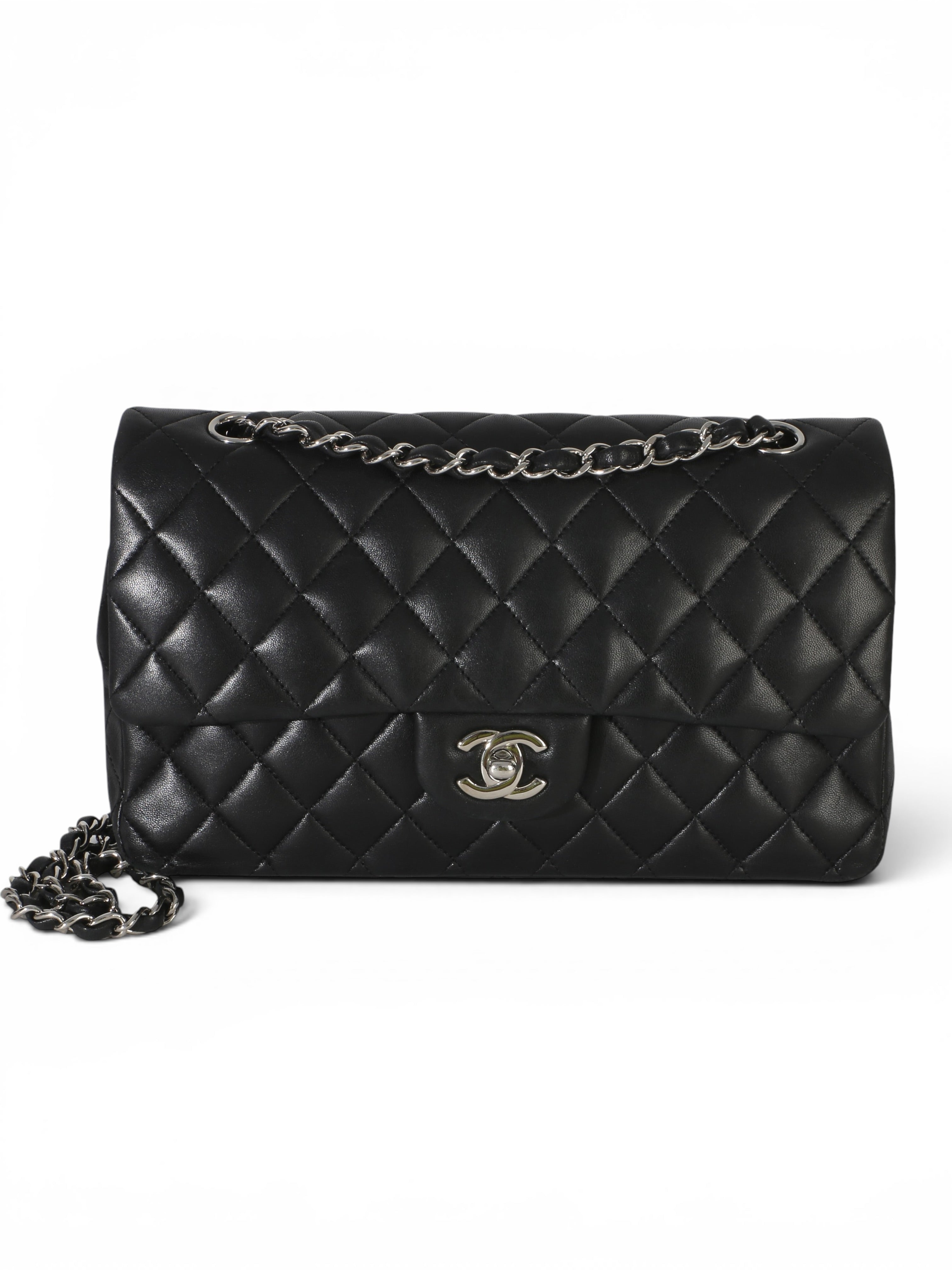 Chanel Black Lambskin Medium Classic Double Flap