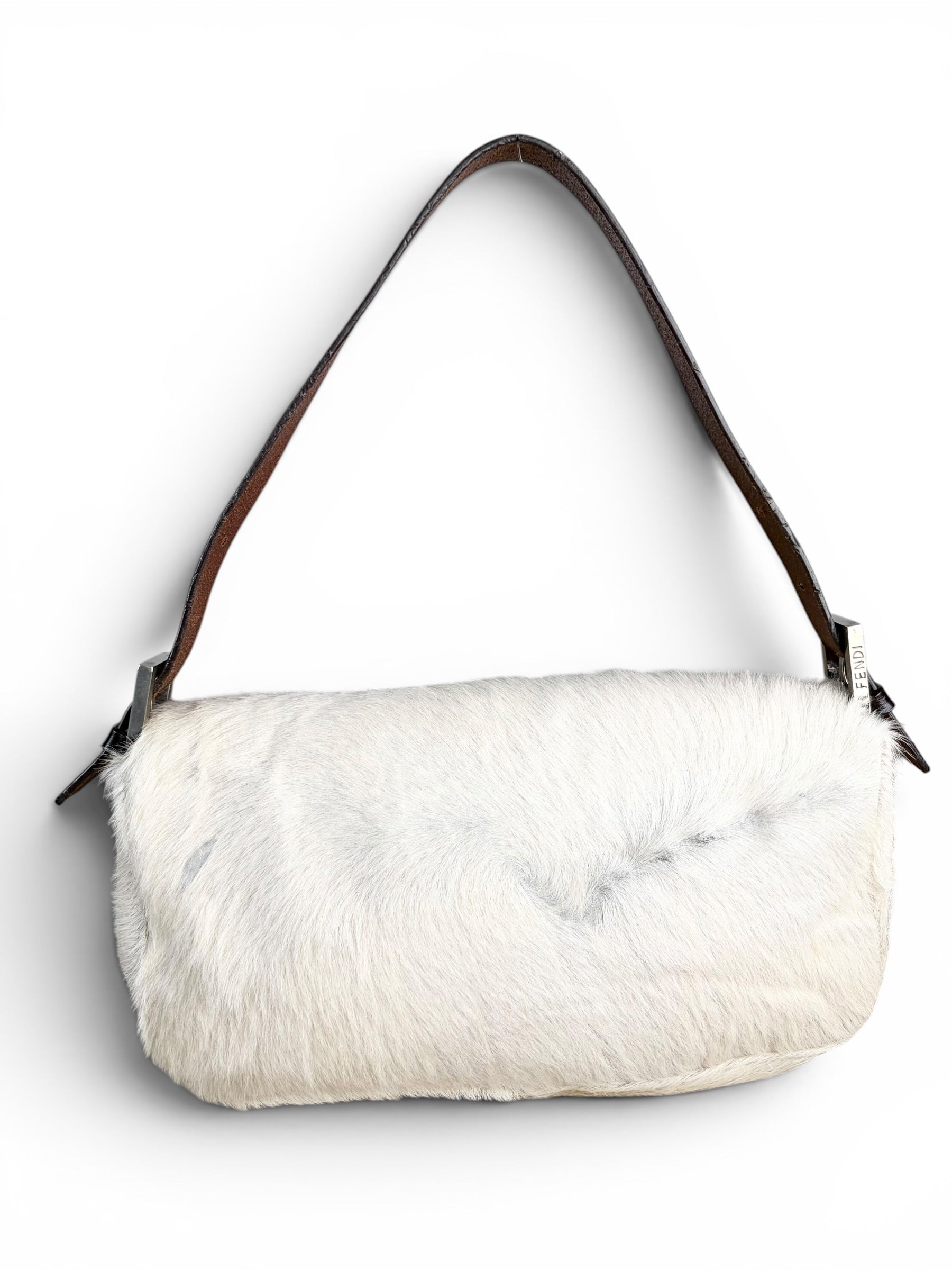 Fendi Vintage White Pony Hair Baguette