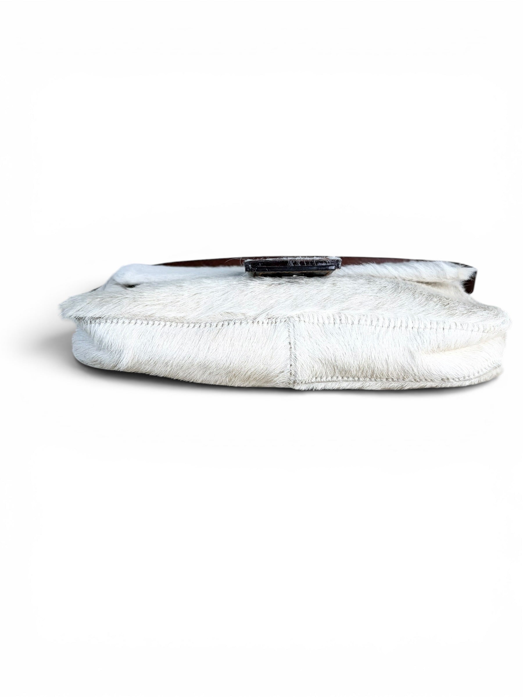 Fendi Vintage White Pony Hair Baguette