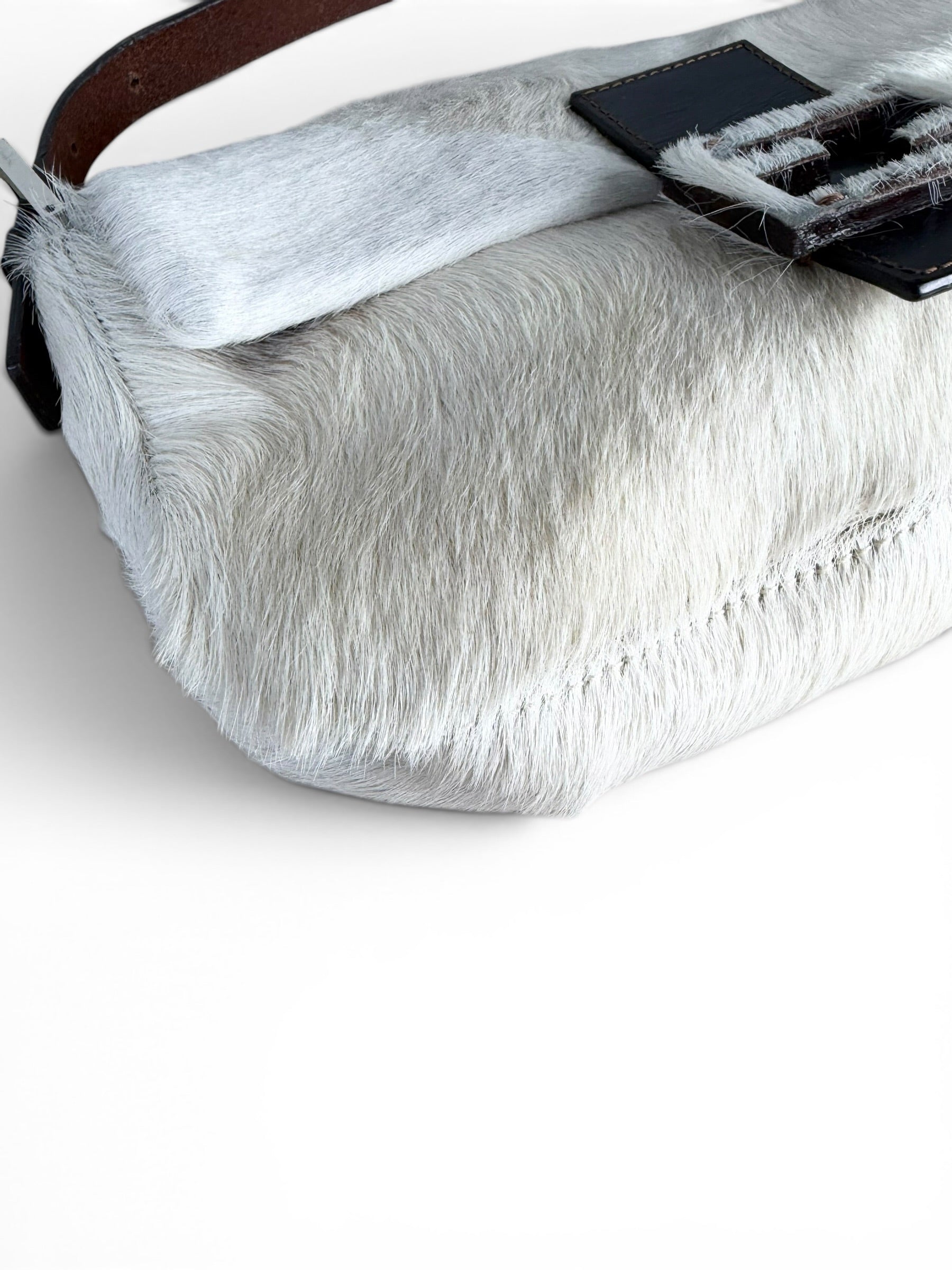 Fendi Vintage White Pony Hair Baguette