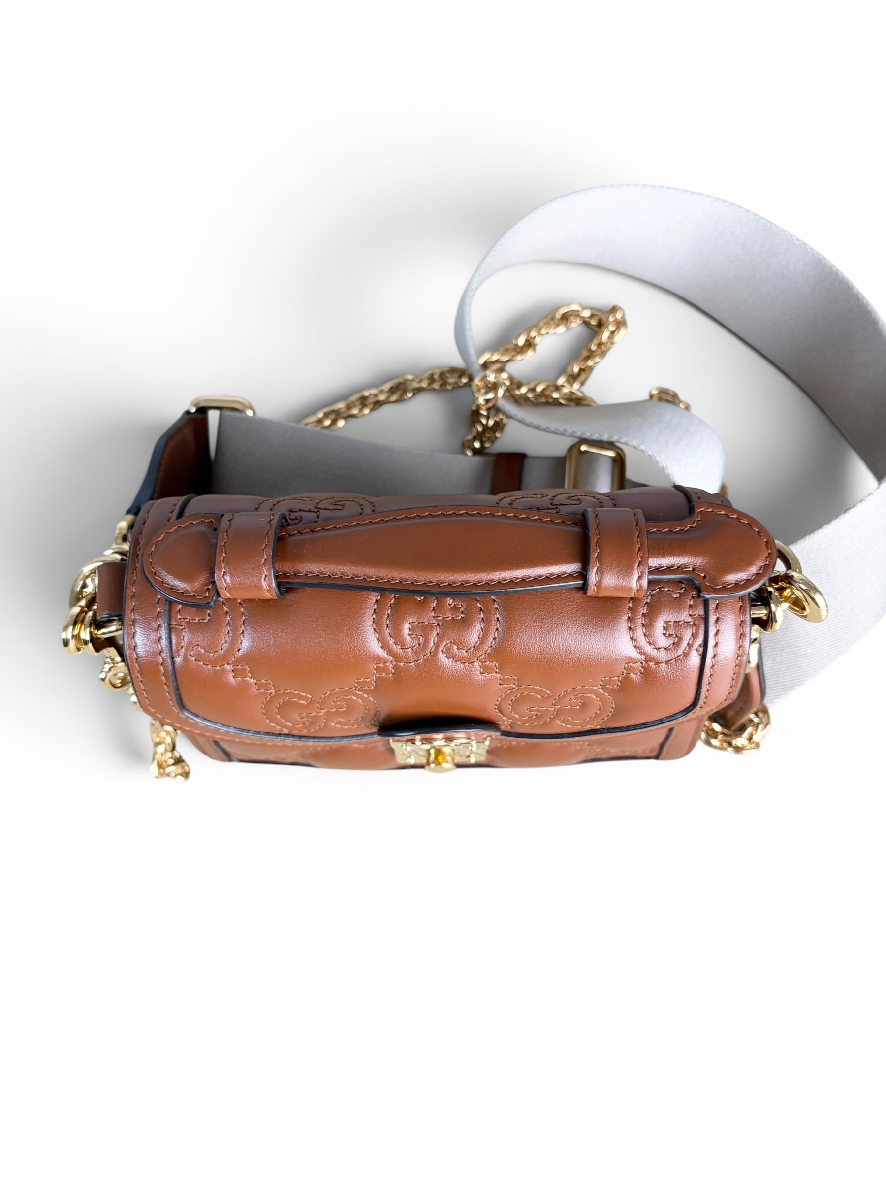 Gucci Caramel Leather GG Top Handle