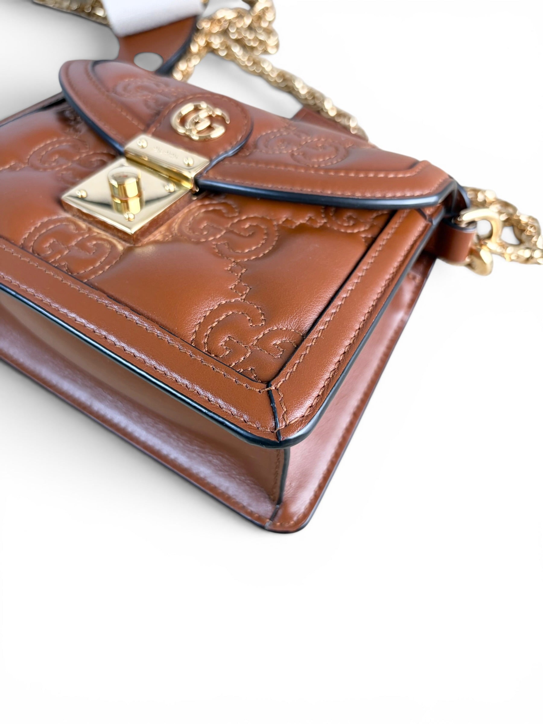 Gucci Caramel Leather GG Top Handle