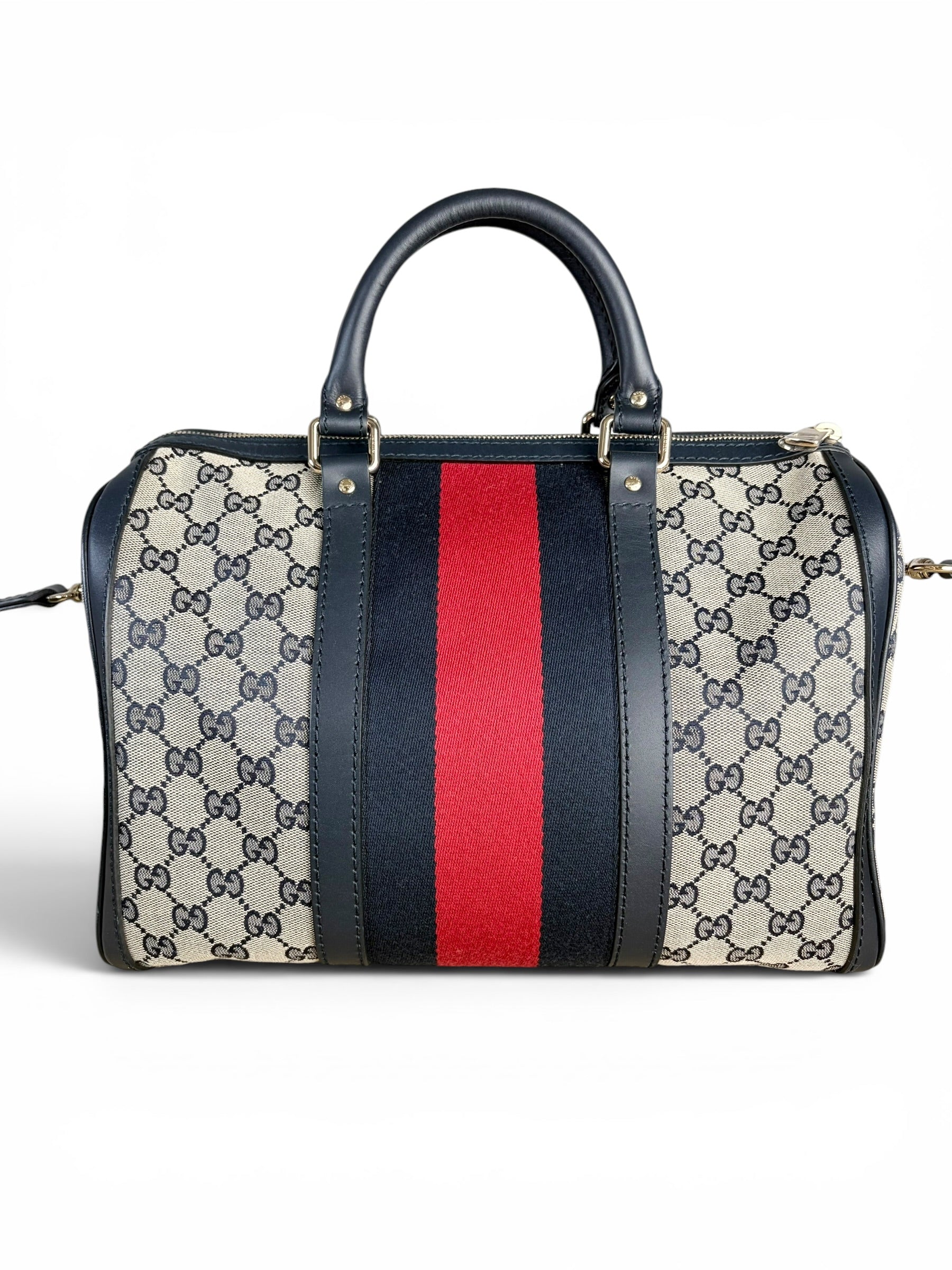 Gucci Navy Monogram Medium Boston Bag