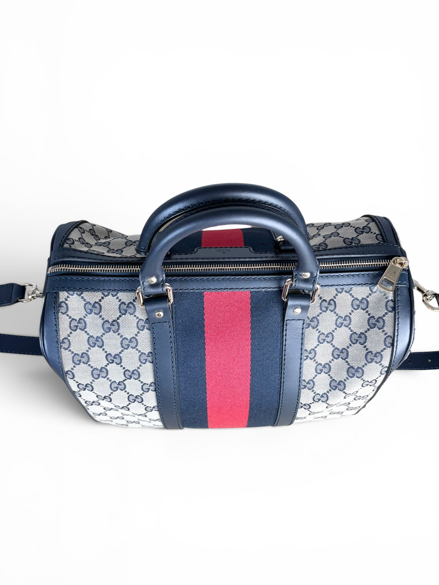 Gucci Navy Monogram Medium Boston Bag