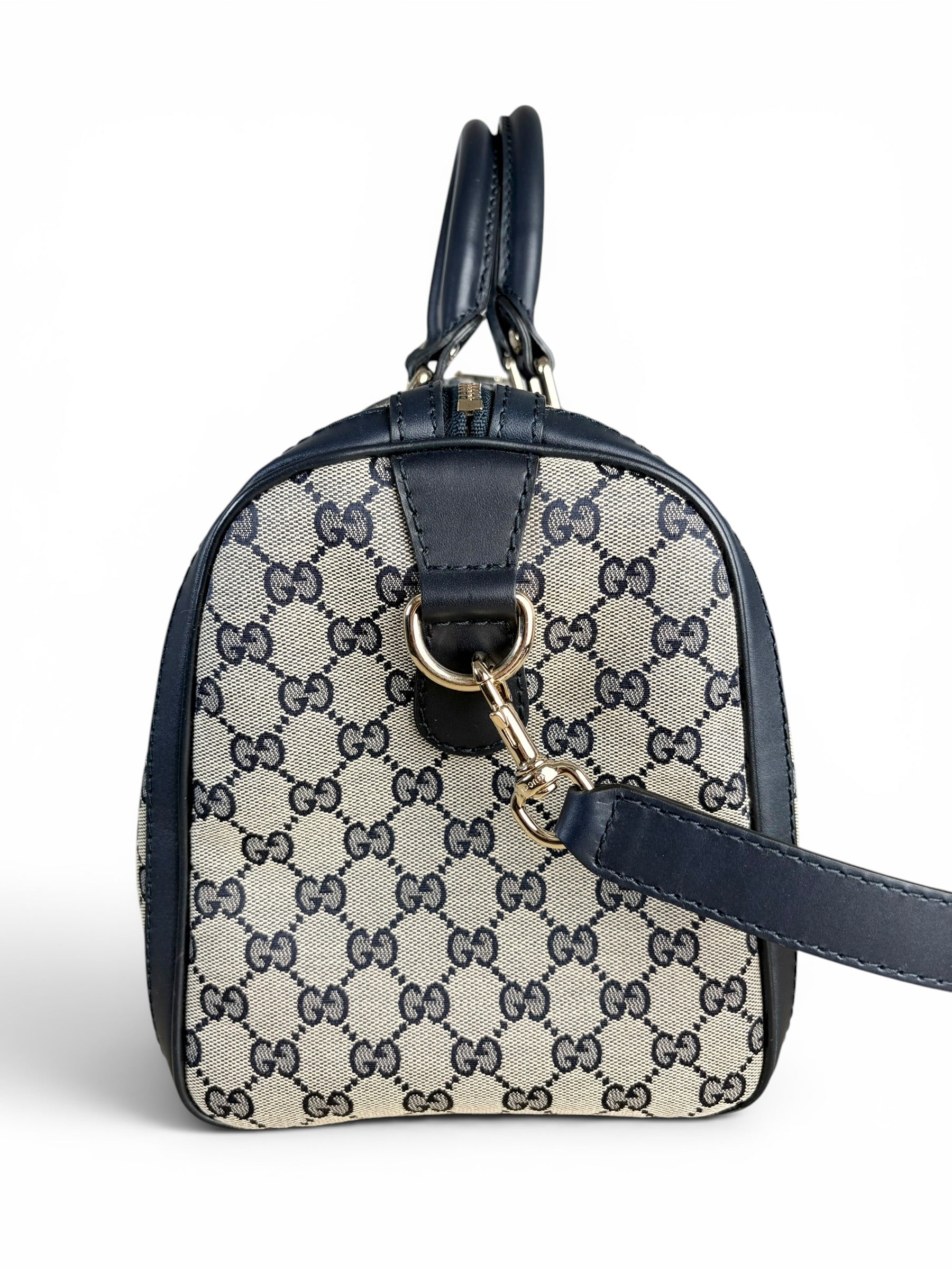 Gucci Navy Monogram Medium Boston Bag