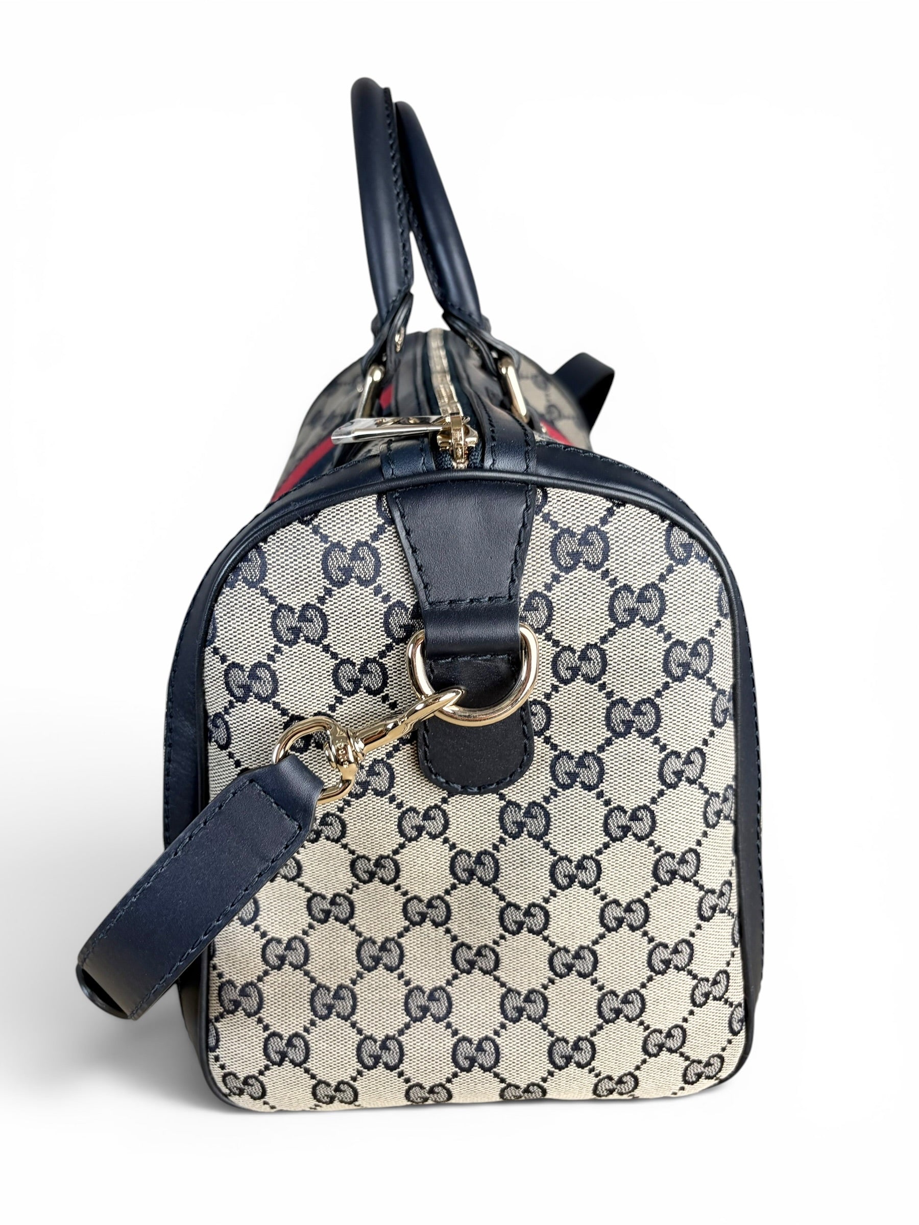 Gucci Navy Monogram Medium Boston Bag