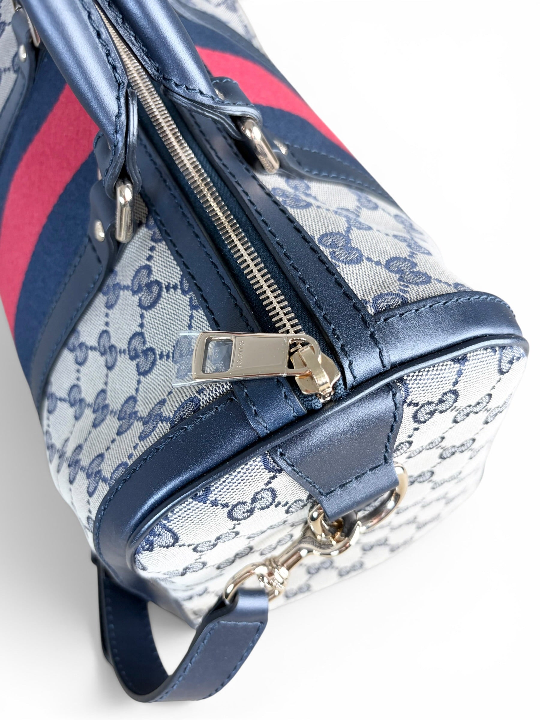 Gucci Navy Monogram Medium Boston Bag
