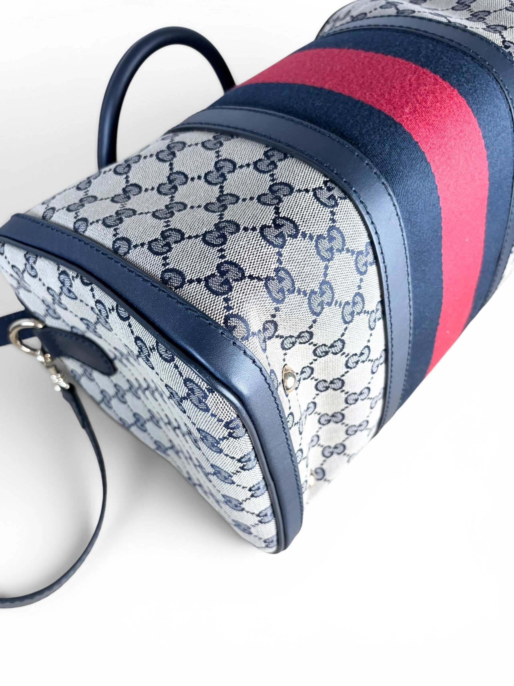 Gucci Navy Monogram Medium Boston Bag