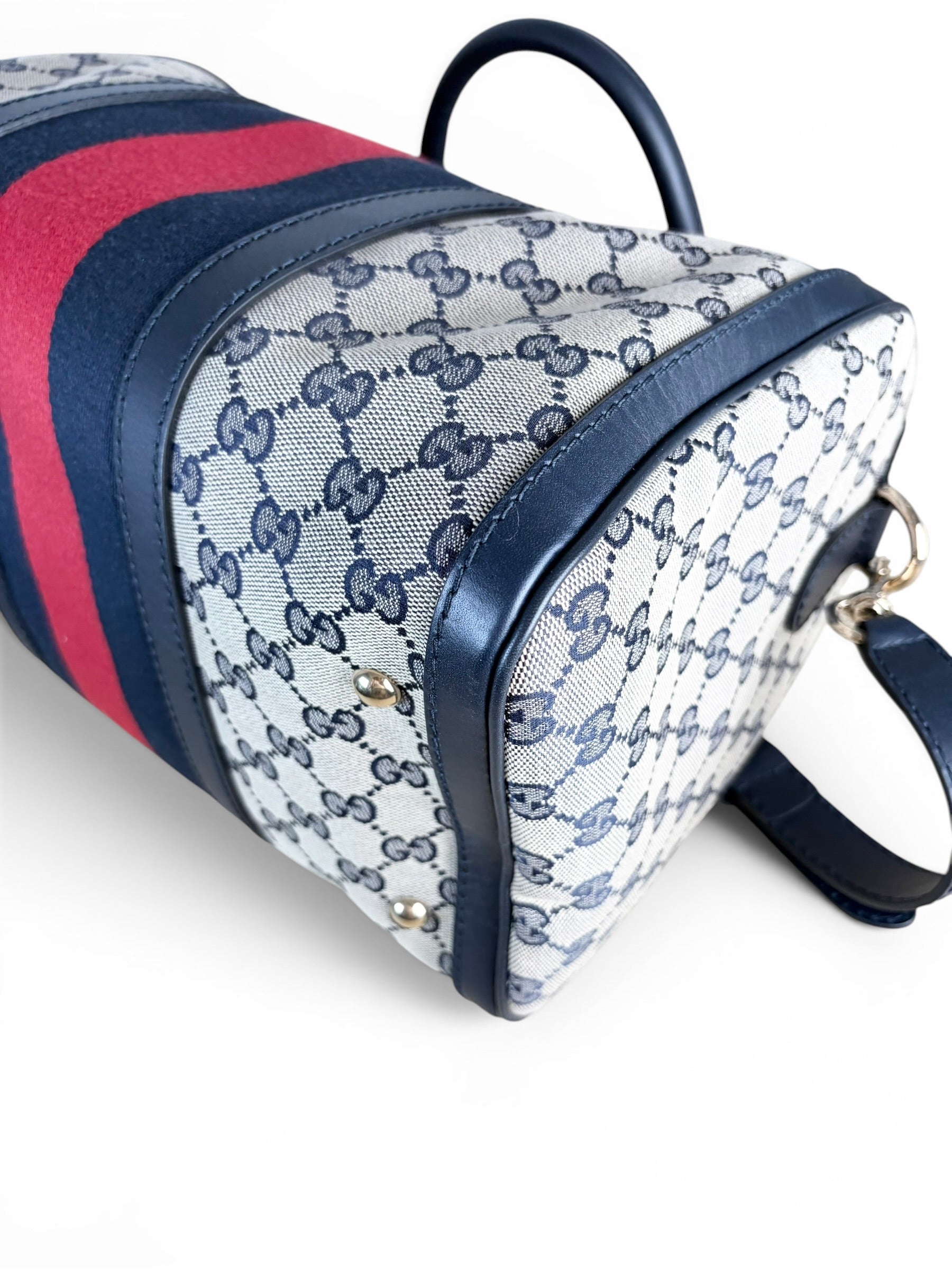 Gucci Navy Monogram Medium Boston Bag