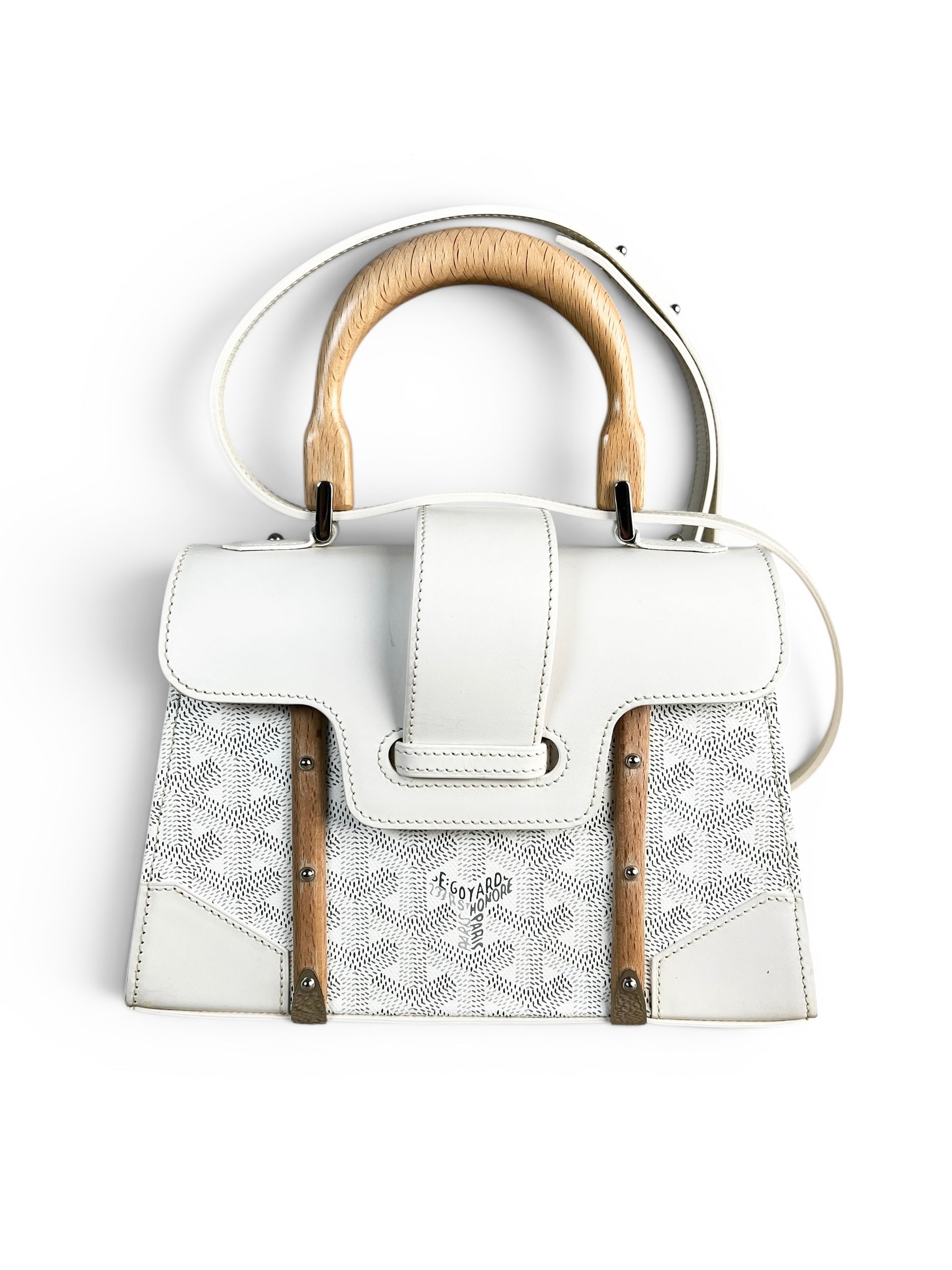 Goyard White Mini Saigon Top Handle