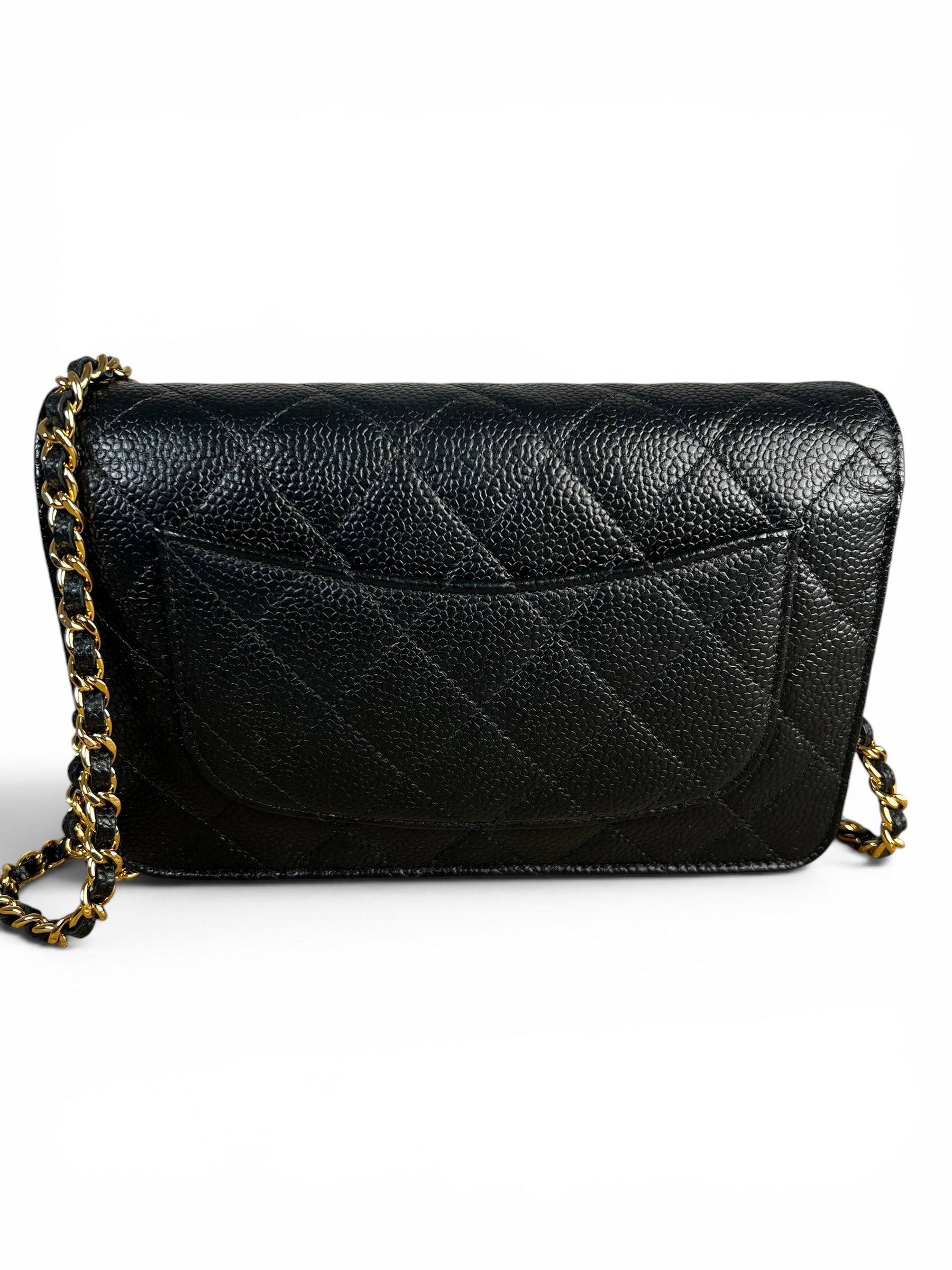 Chanel Black Caviar Classic Wallet On Chain