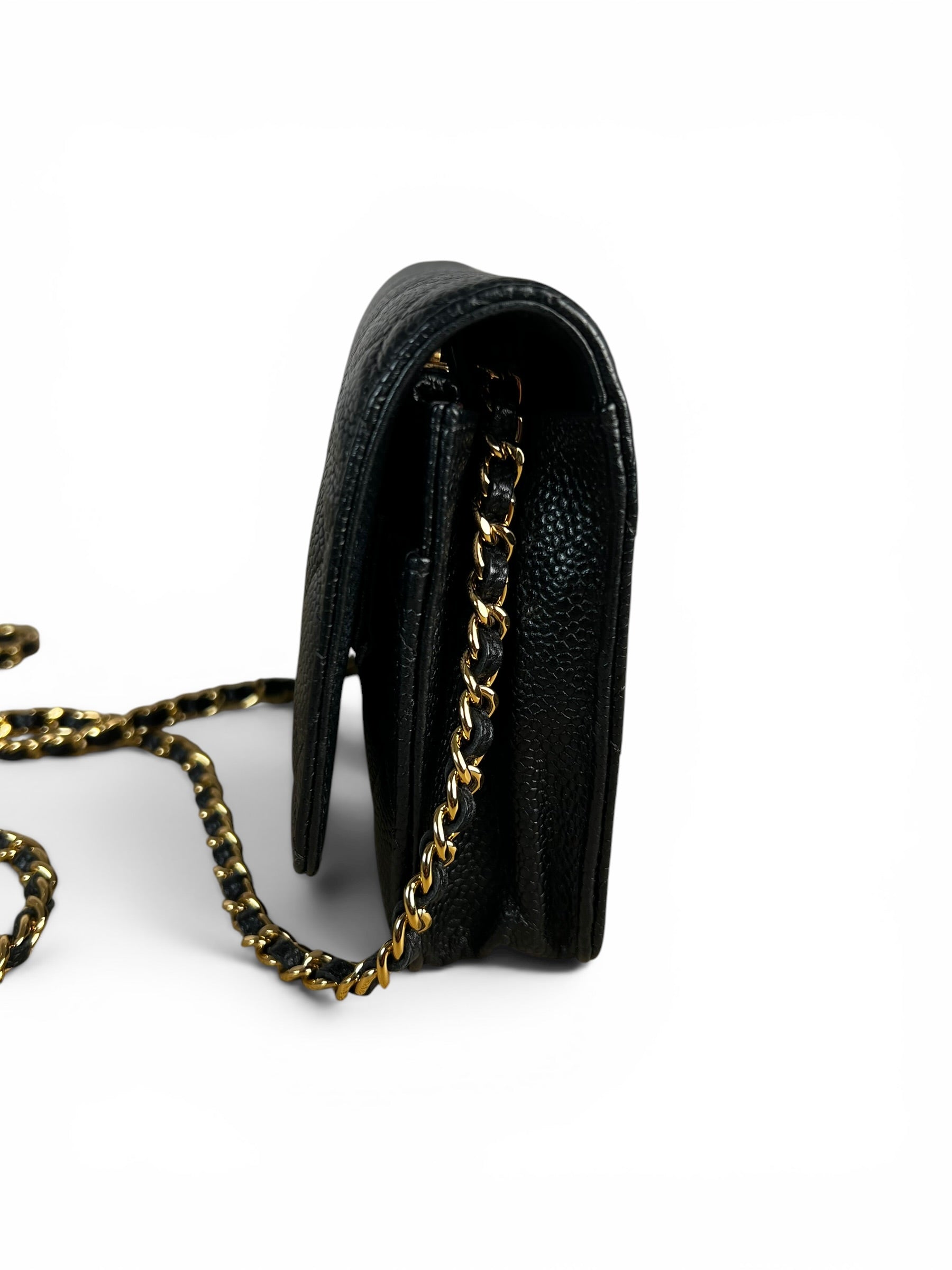 Chanel Black Caviar Classic Wallet On Chain