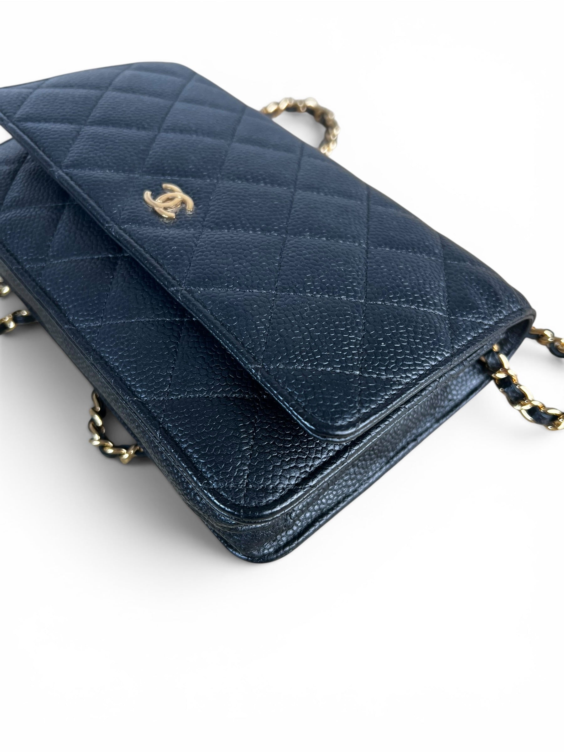 Chanel Black Caviar Classic Wallet On Chain