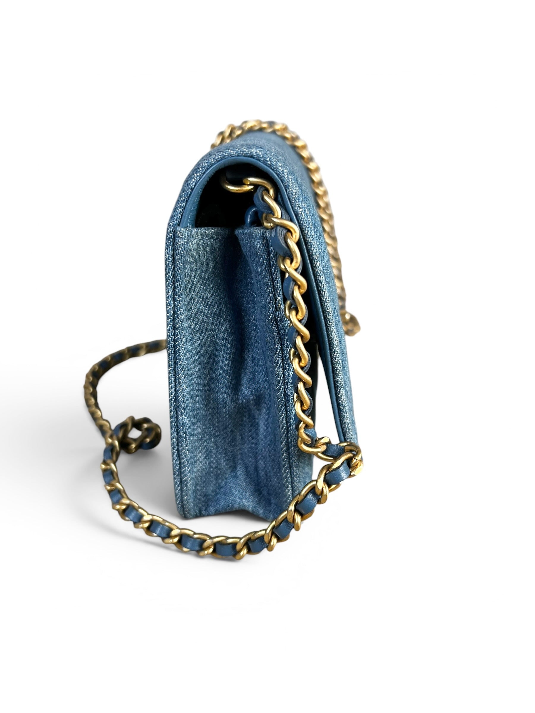 Chanel Denim Pearl Crush Wallet On Chain