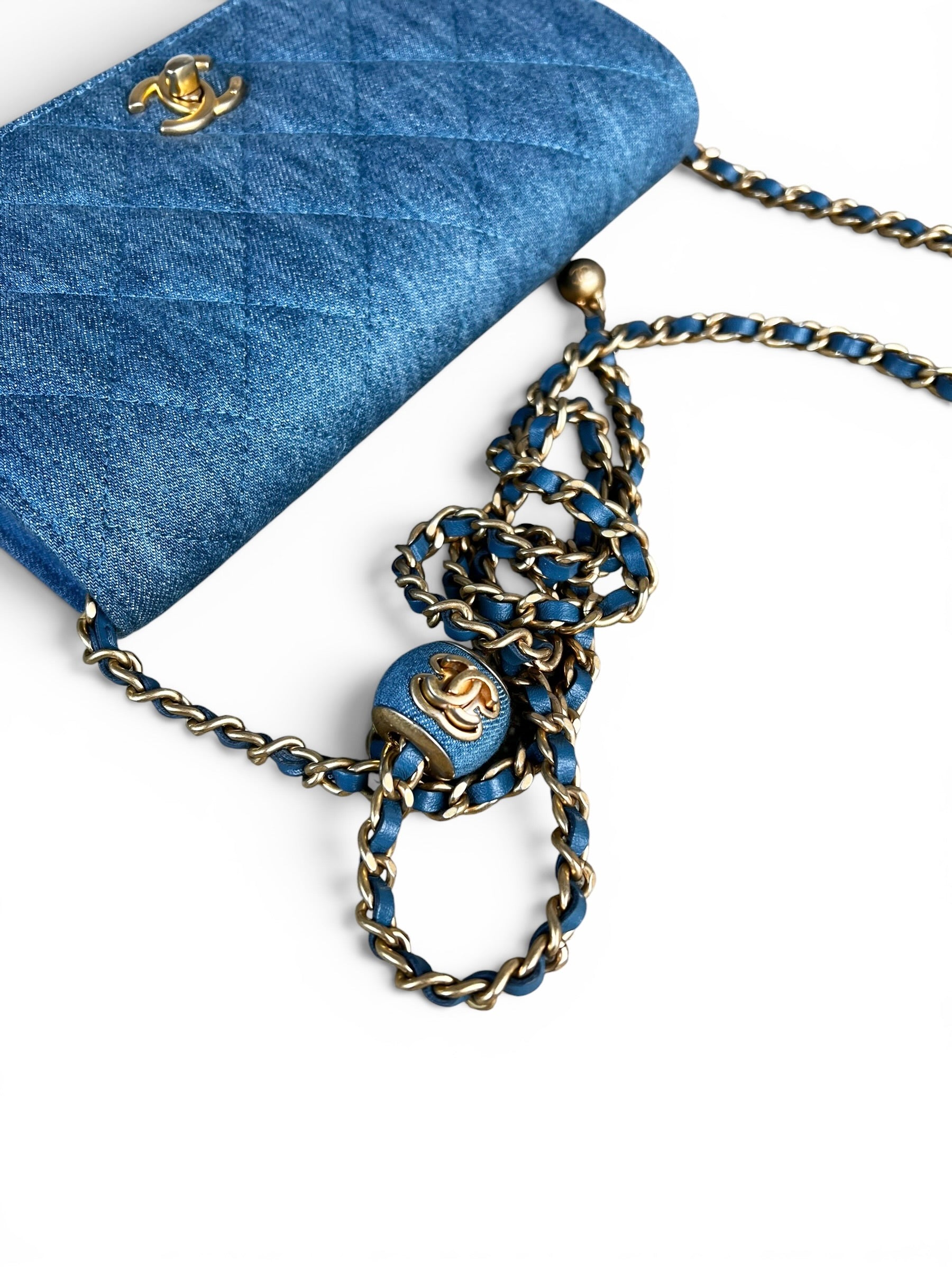 Chanel Denim Pearl Crush Wallet On Chain