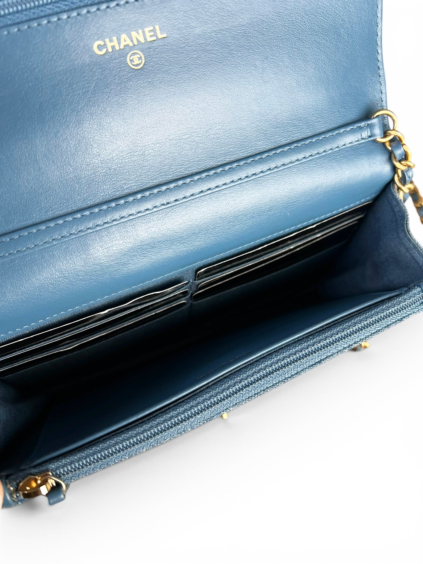 Chanel Denim Pearl Crush Wallet On Chain