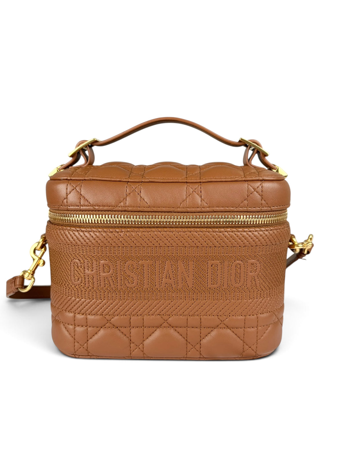 Christian Dior Brown Lambskin Cannage Small Vanity
