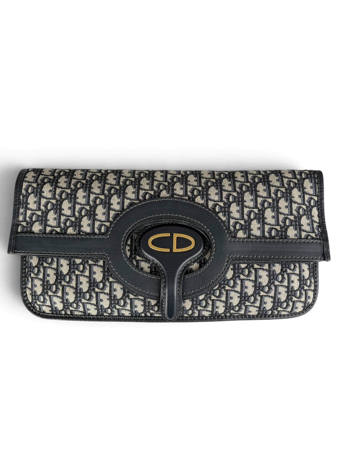 Dior Navy Oblique XL Fold Over Clutch