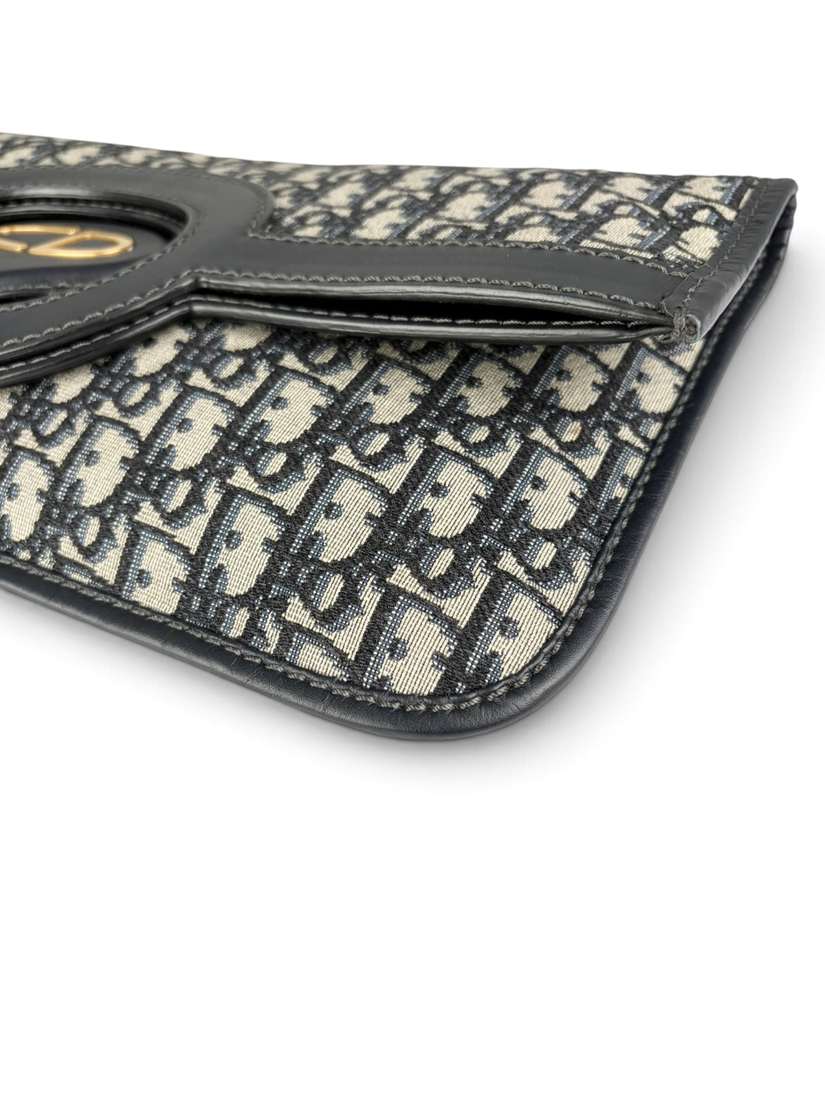 Dior Navy Oblique XL Fold Over Clutch